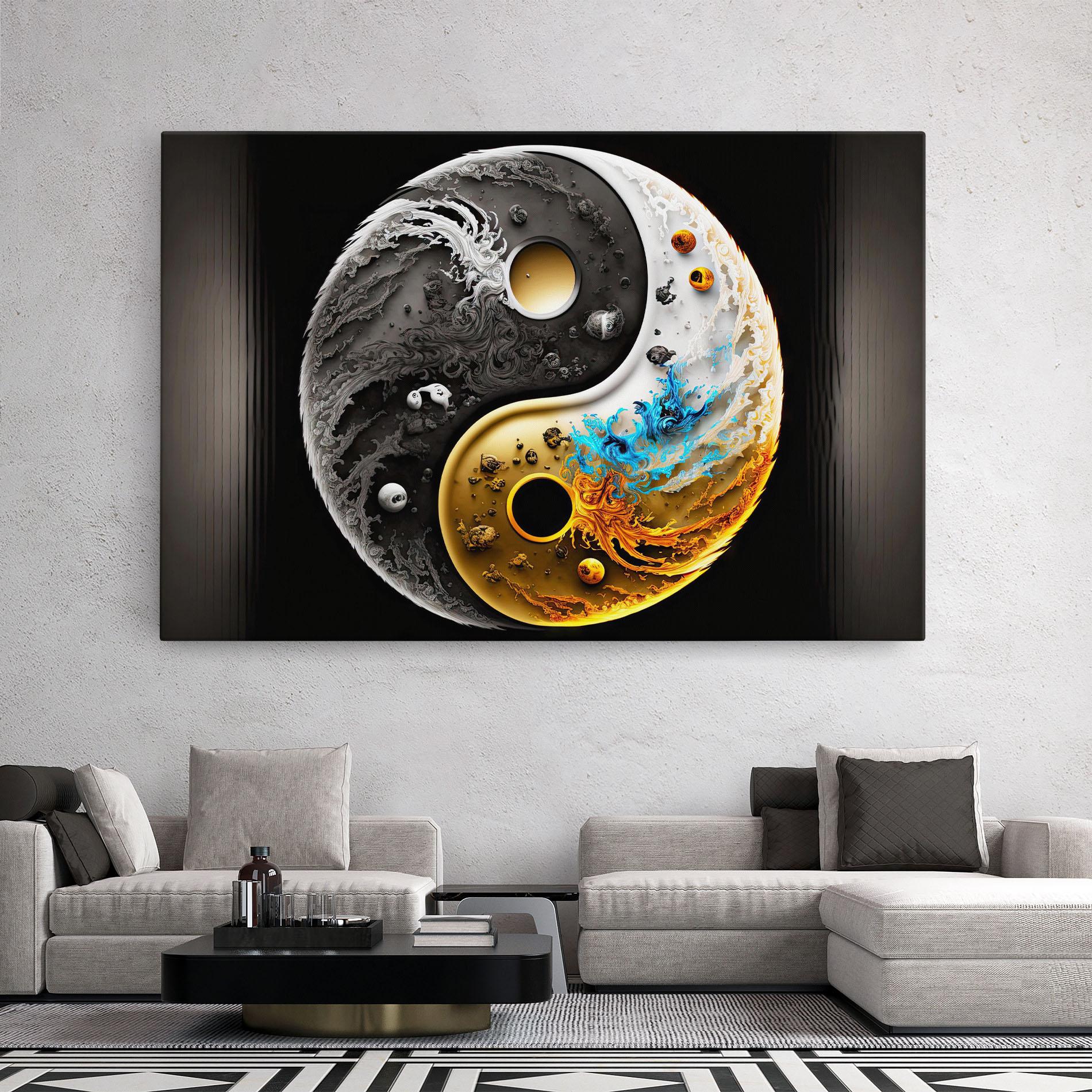 Obraz na Płótnie Black Yellow Yinyang mockup 2