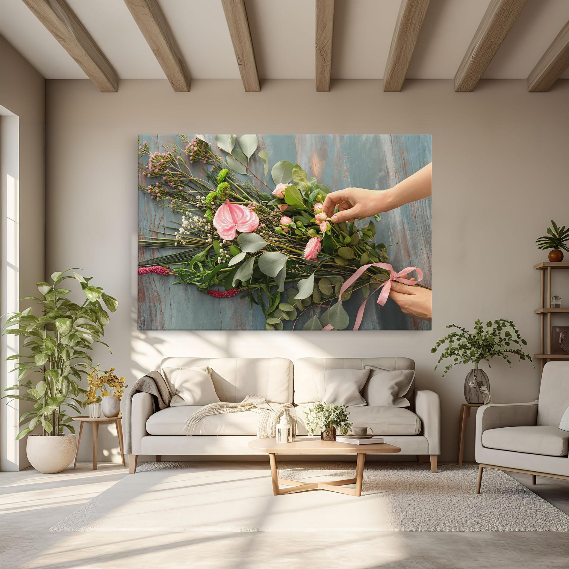 Obraz na Płótnie Preparing Bouquet mockup 6