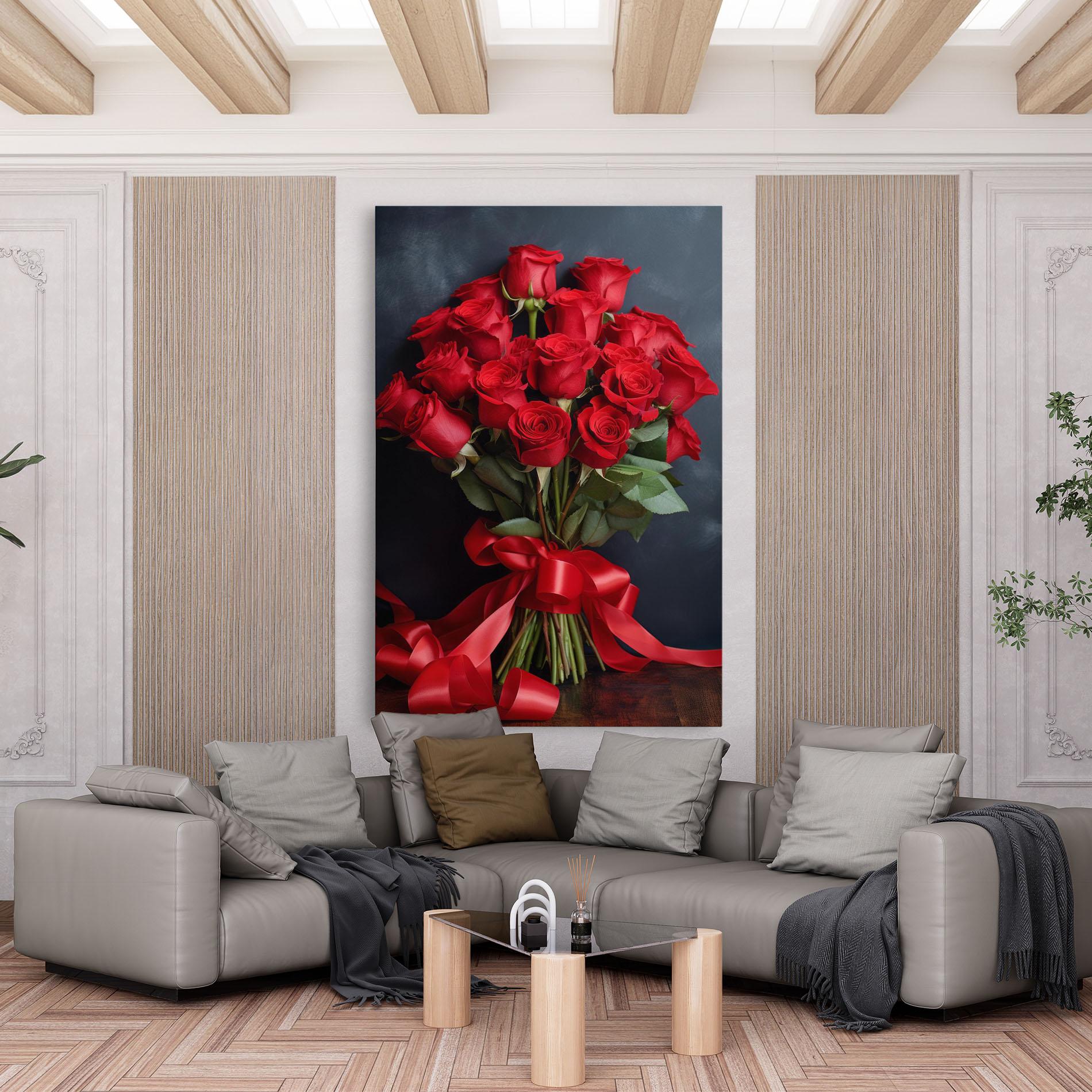 Obraz na Płótnie Beautiful Red Roses Bouquet mockup 6