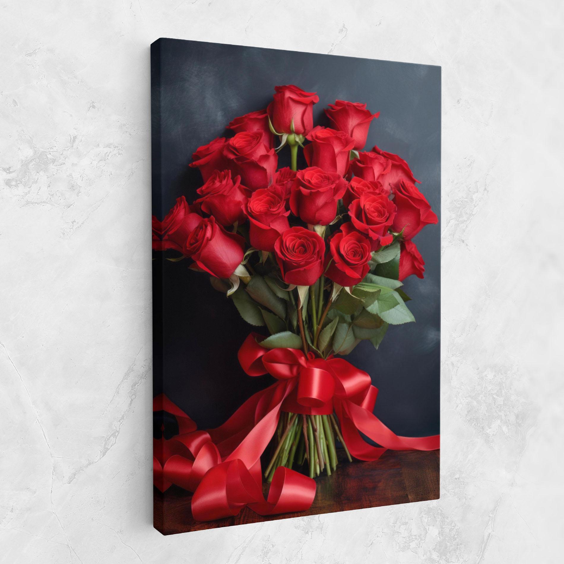 Obraz na Płótnie Beautiful Red Roses Bouquet mockup 1