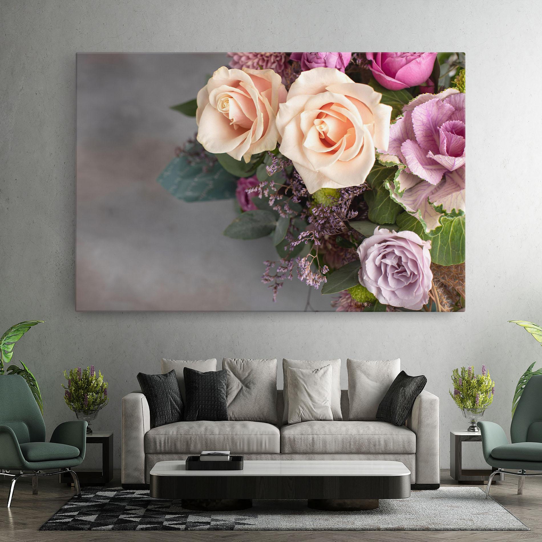 Obraz na Płótnie Cream Purple Bouquet mockup 7