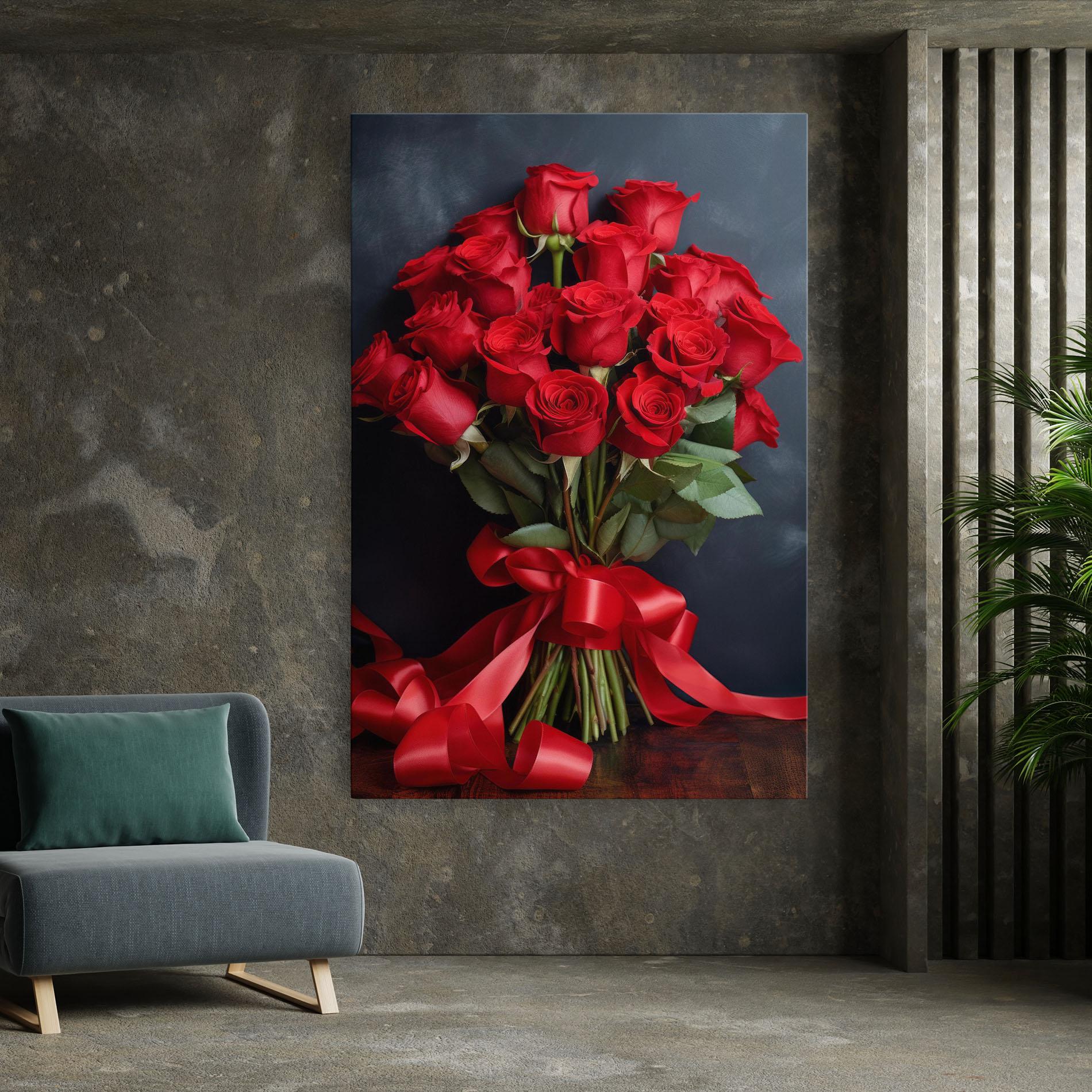 Obraz na Płótnie Beautiful Red Roses Bouquet mockup 7