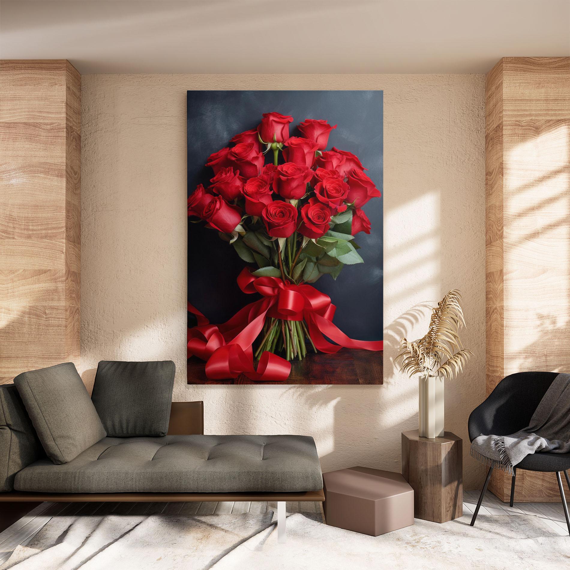 Obraz na Płótnie Beautiful Red Roses Bouquet mockup 8