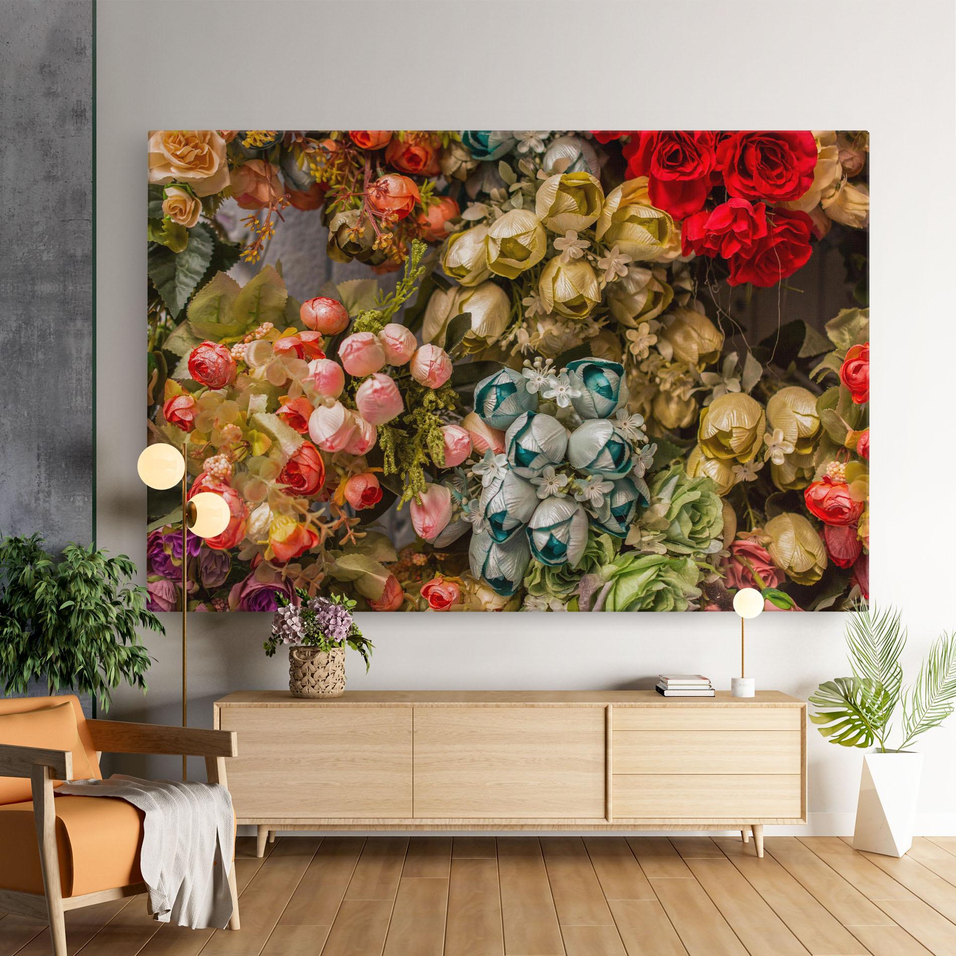 Obraz na Płótnie Fake Flowers Wall mockup 9