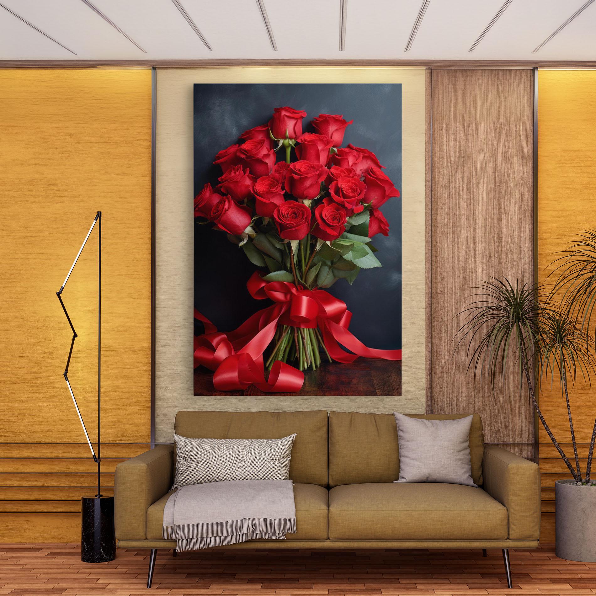 Obraz na Płótnie Beautiful Red Roses Bouquet mockup 9