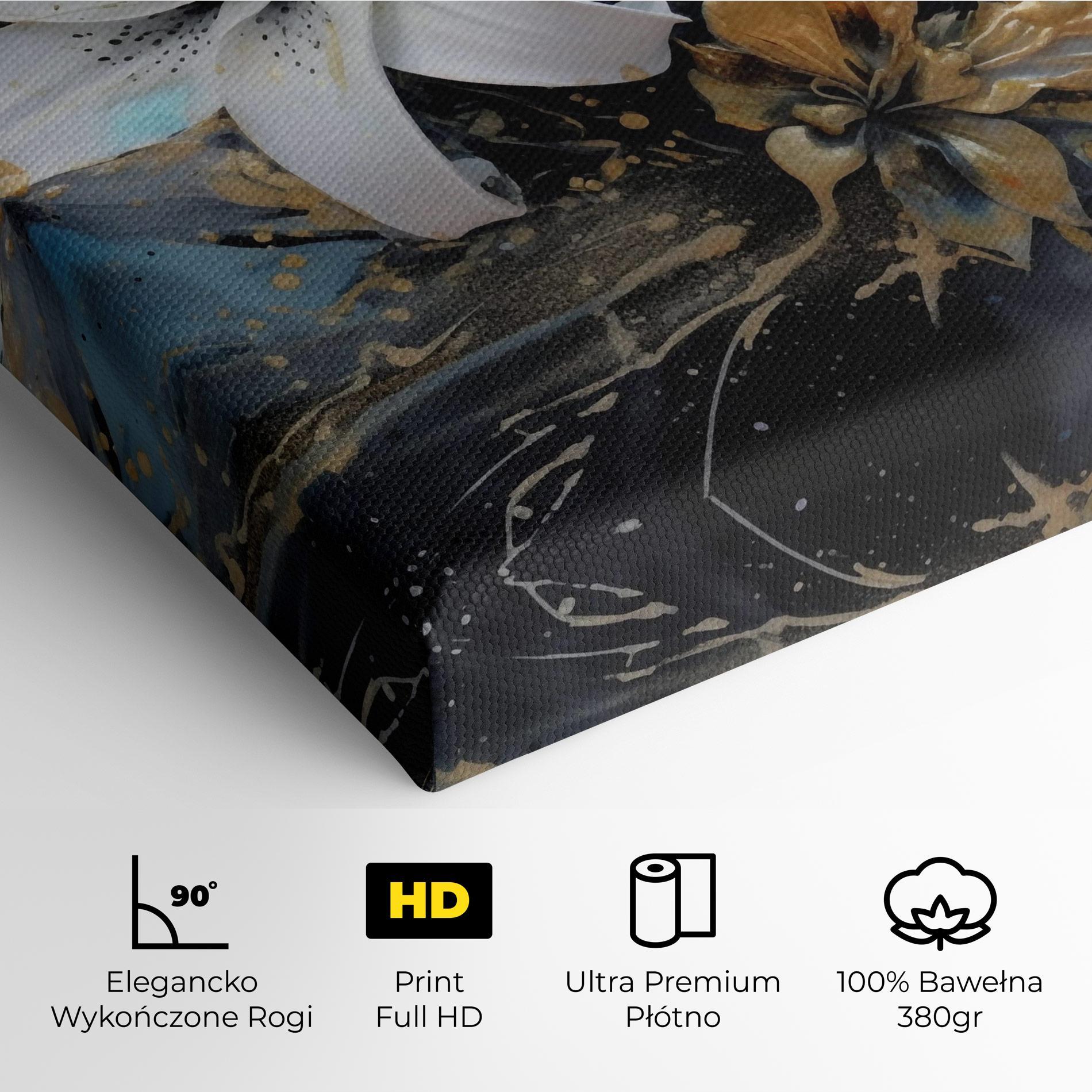 Obraz na Płótnie Lily On Blue Painting mockup 4