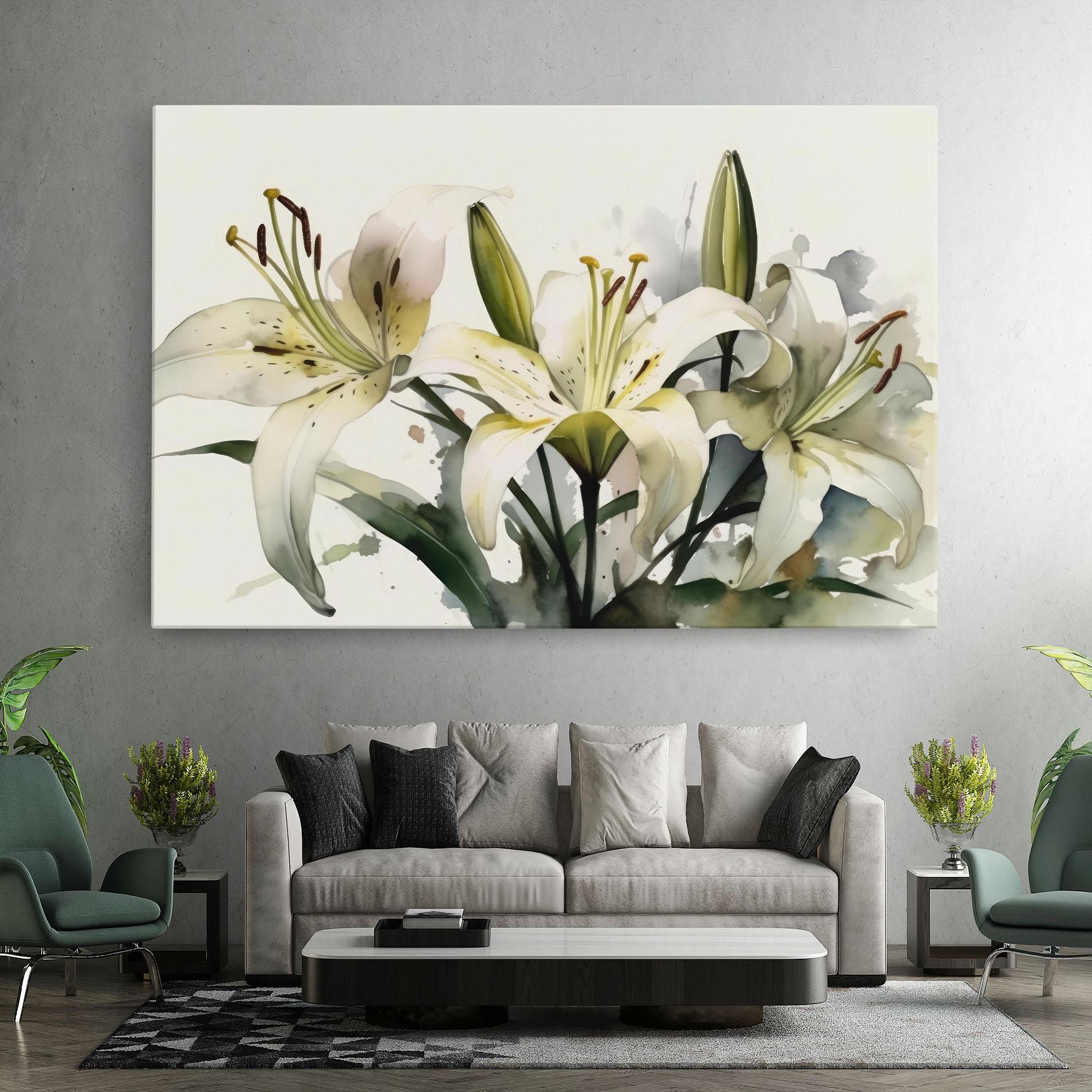 Obraz na Płótnie Cute White Lily Painting mockup 7