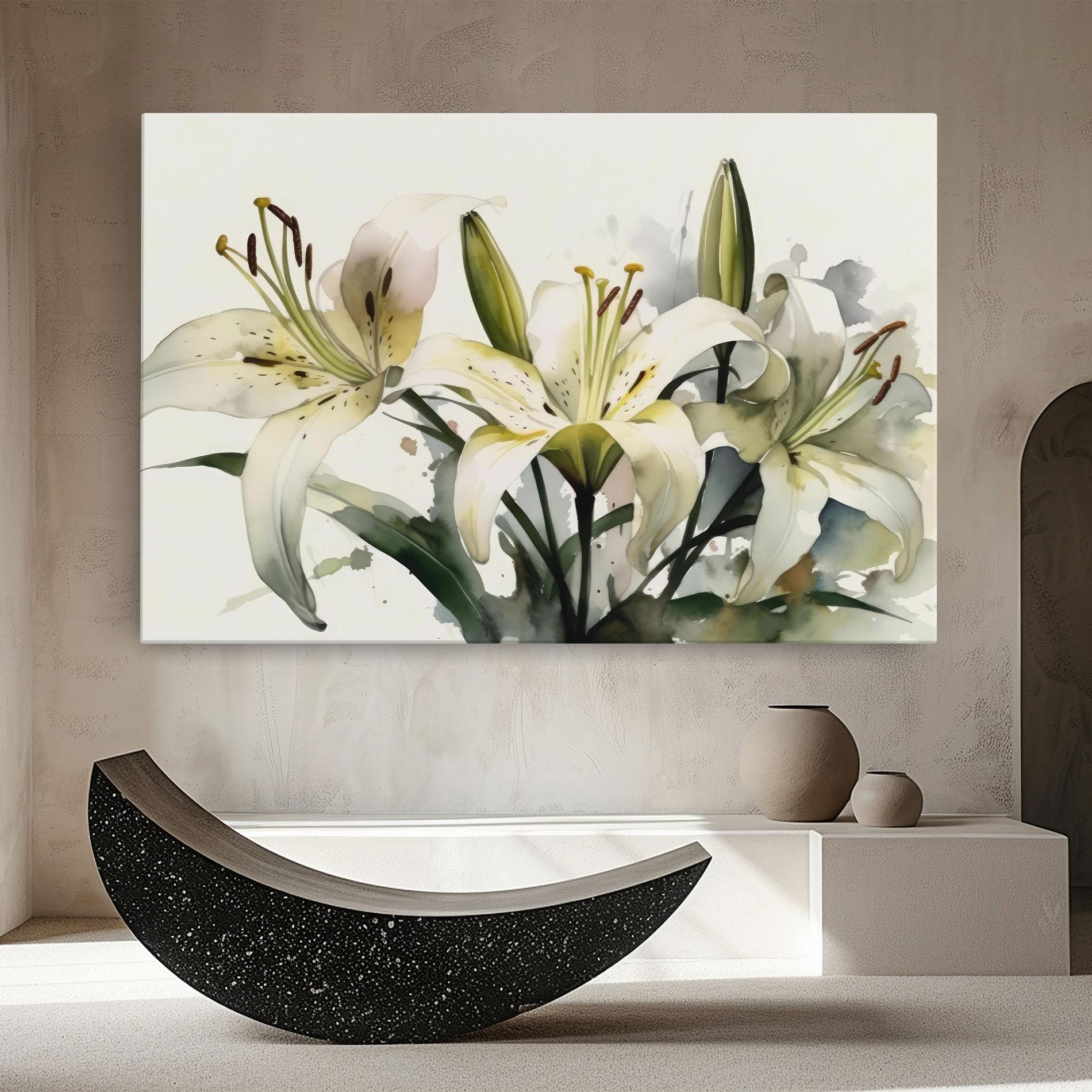 Obraz na Płótnie Cute White Lily Painting mockup 8