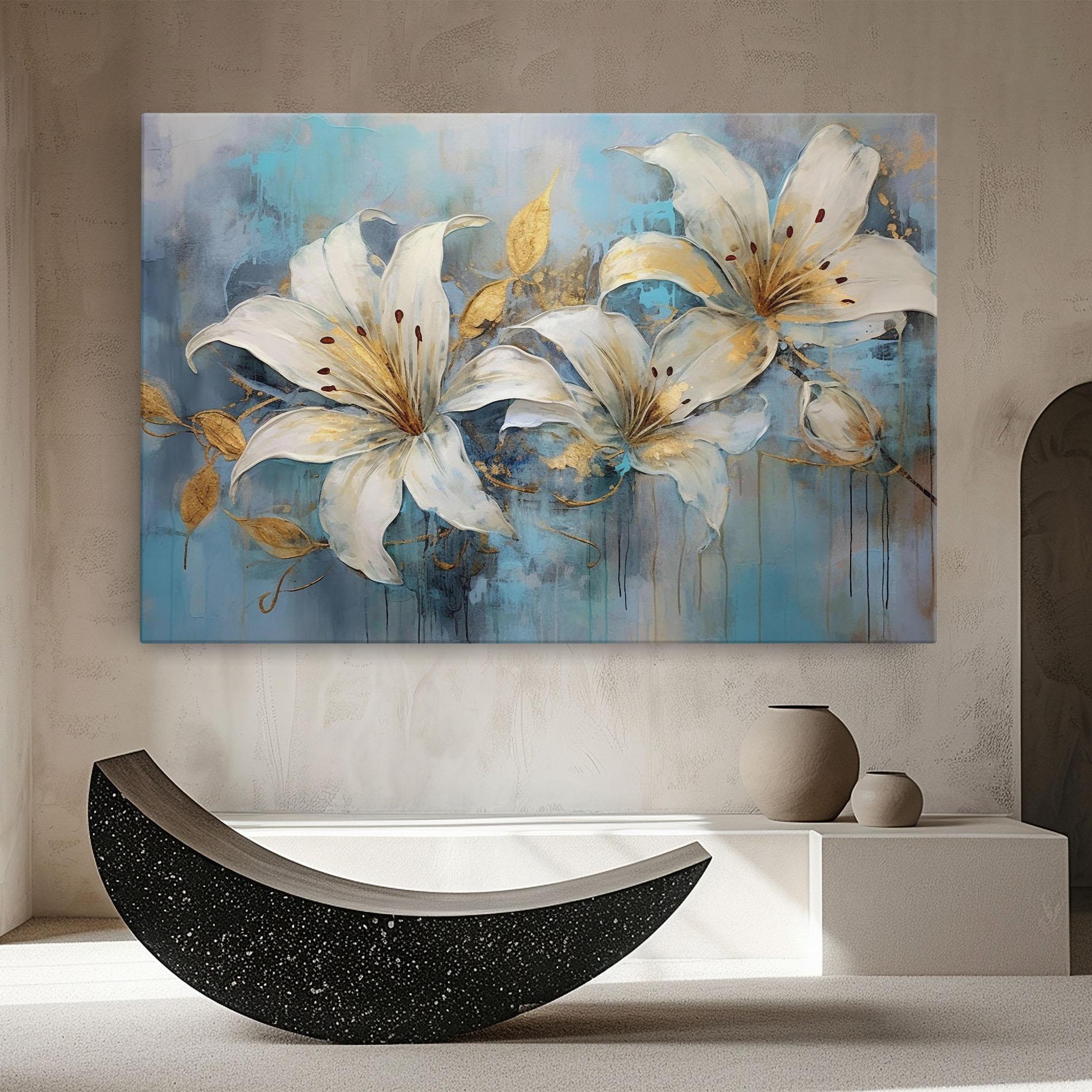 Obraz na Płótnie Lily With Gold Painting mockup 8