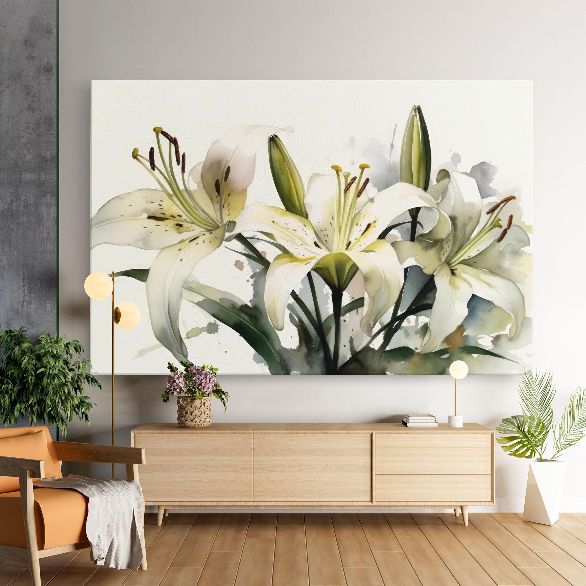 Obraz na Płótnie Cute White Lily Painting mockup 9