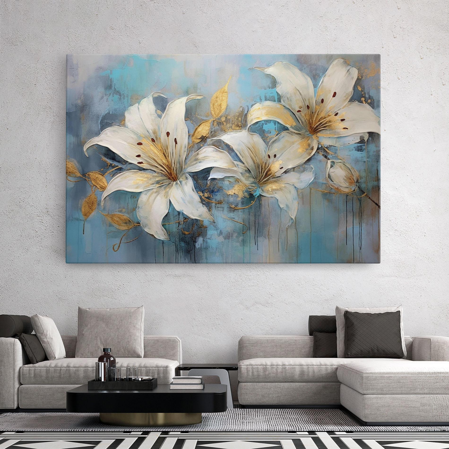 Obraz na Płótnie Lily With Gold Painting mockup 2