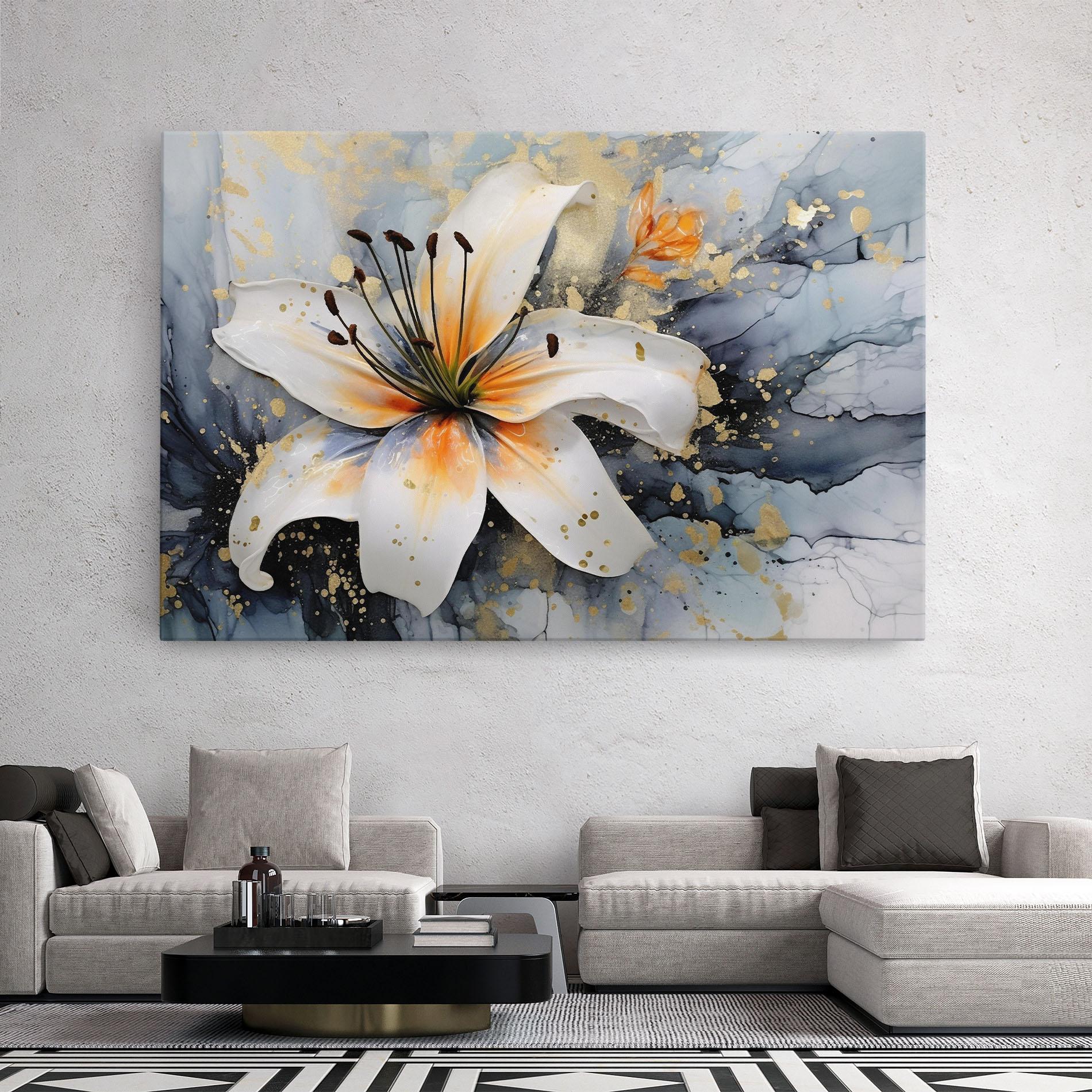Obraz na Płótnie Lily With Orange Painting mockup 2