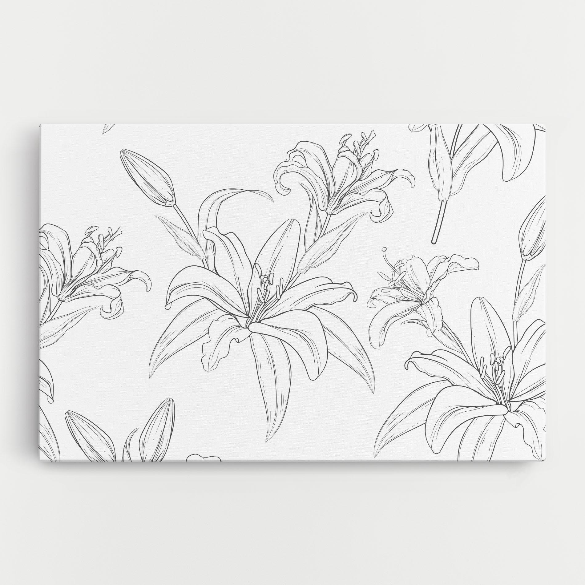Obraz na Płótnie Grey Line Flower mockup 0