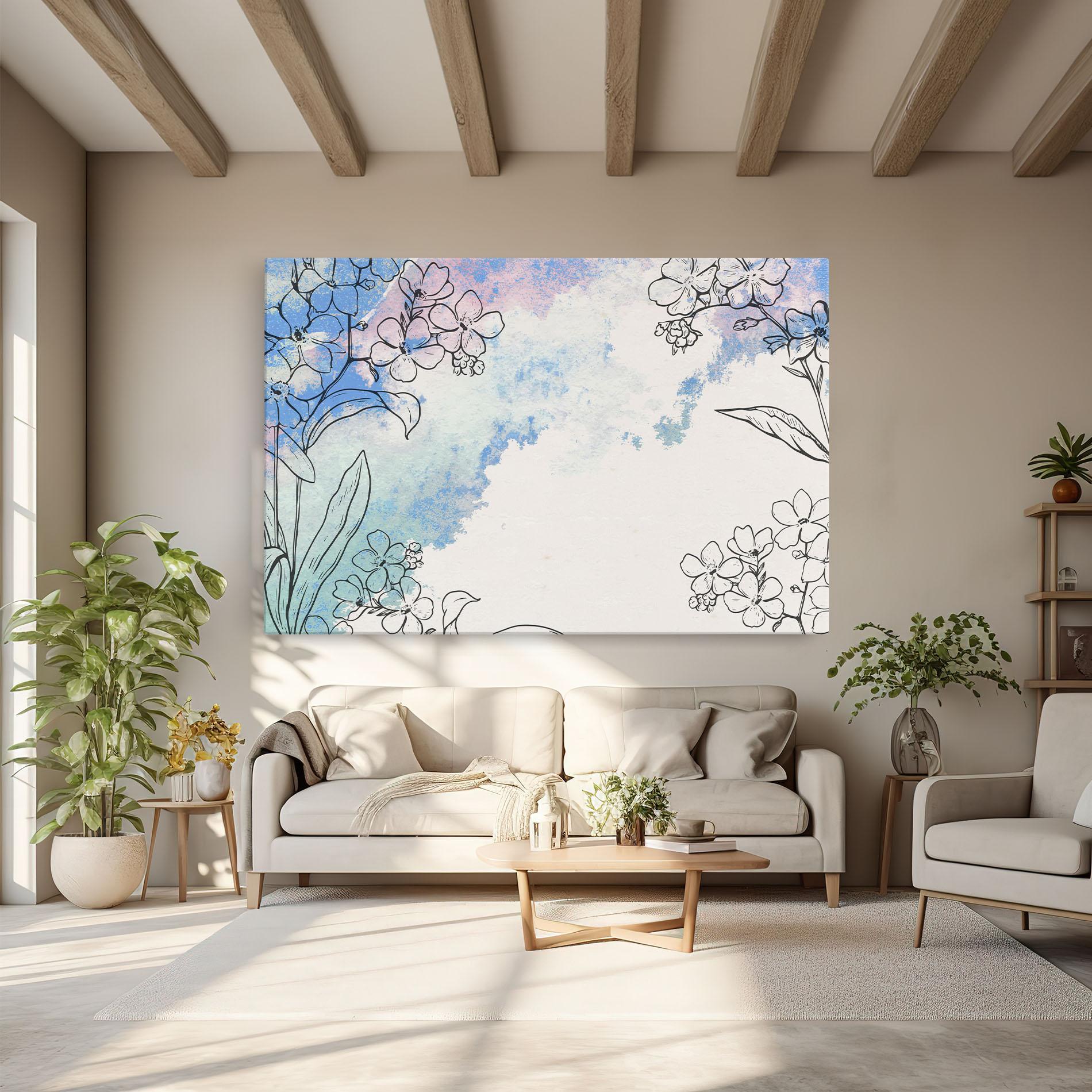 Obraz na Płótnie Blue Watercolor Flower mockup 6