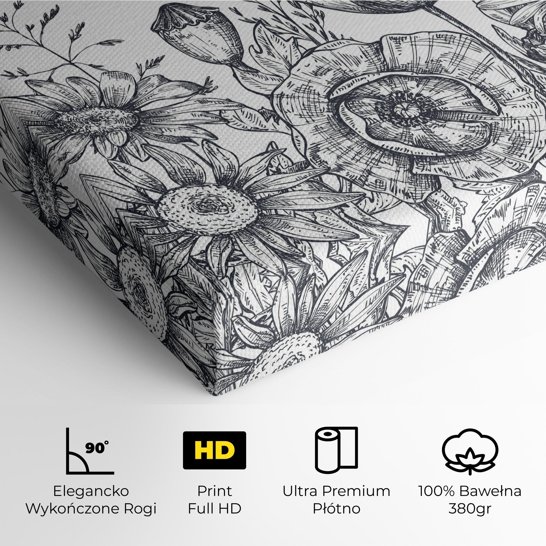 Obraz na Płótnie Flower Grey Line mockup 4