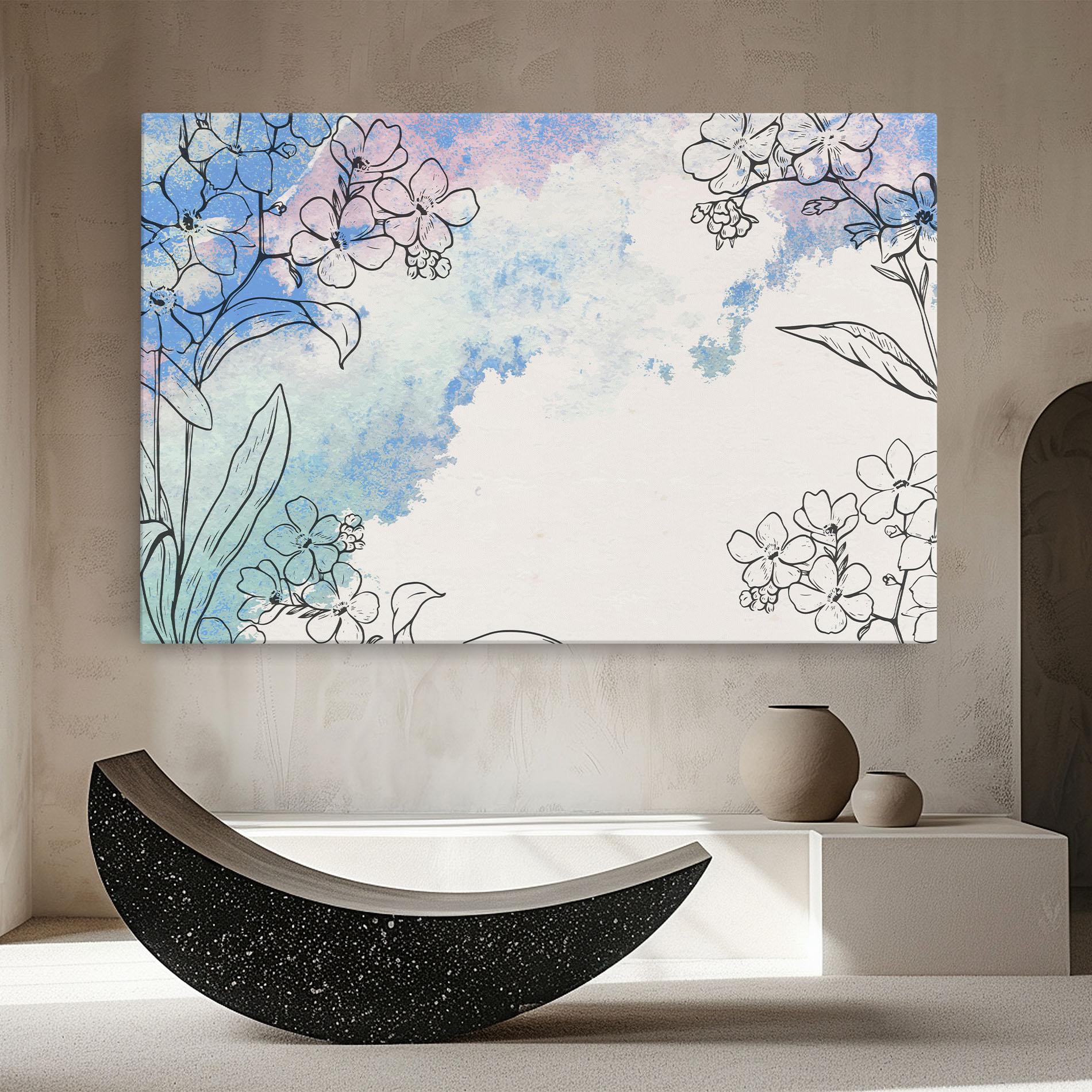 Obraz na Płótnie Blue Watercolor Flower mockup 8