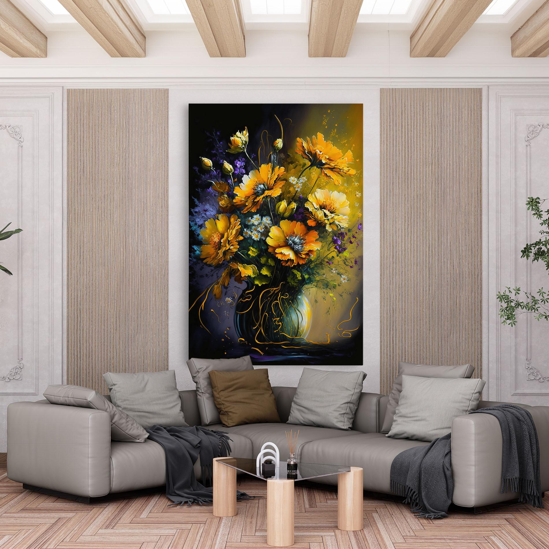 Obraz na Płótnie Yellow Flower Art Vase mockup 6