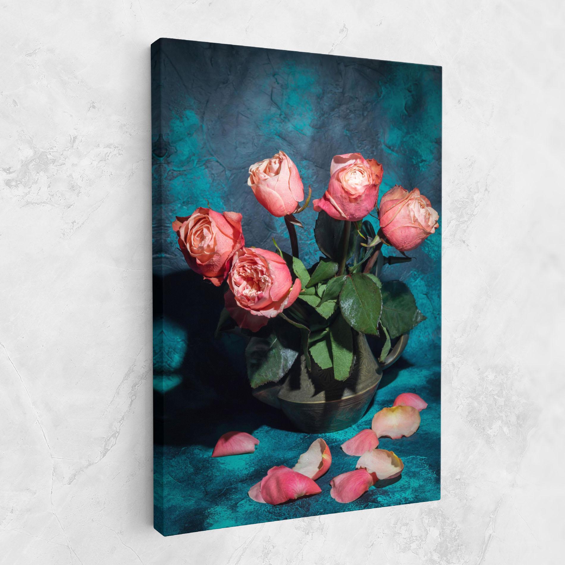 Obraz na Płótnie Bouquet Roses Vase mockup 1