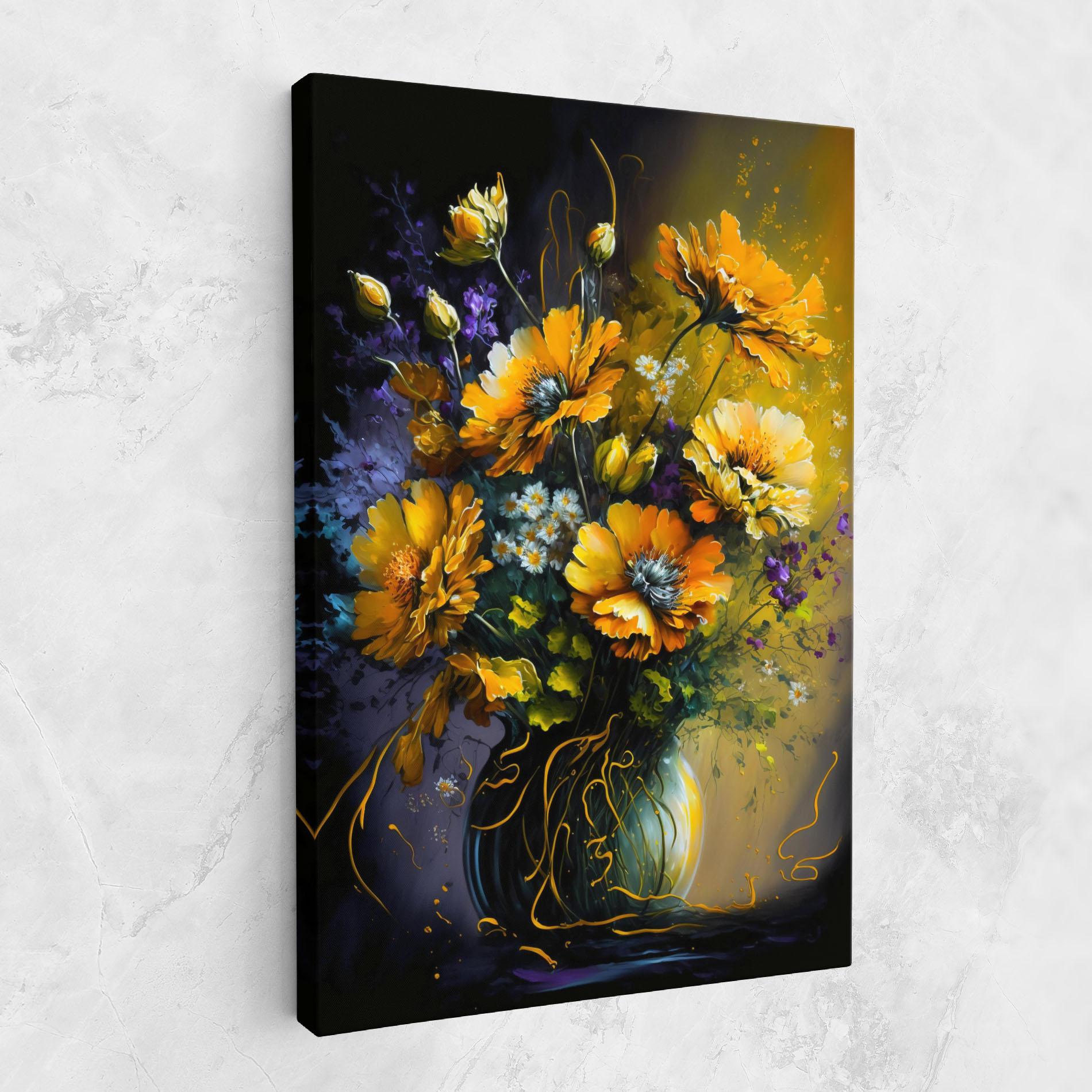 Obraz na Płótnie Yellow Flower Art Vase mockup 1