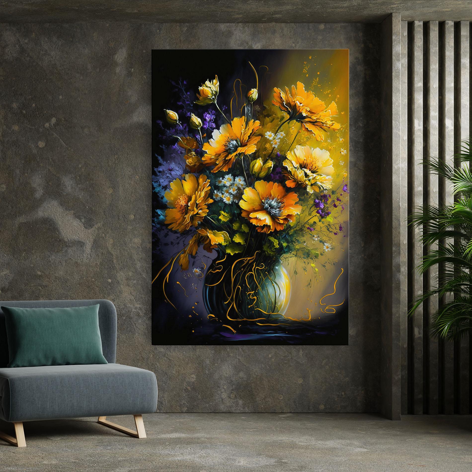 Obraz na Płótnie Yellow Flower Art Vase mockup 7