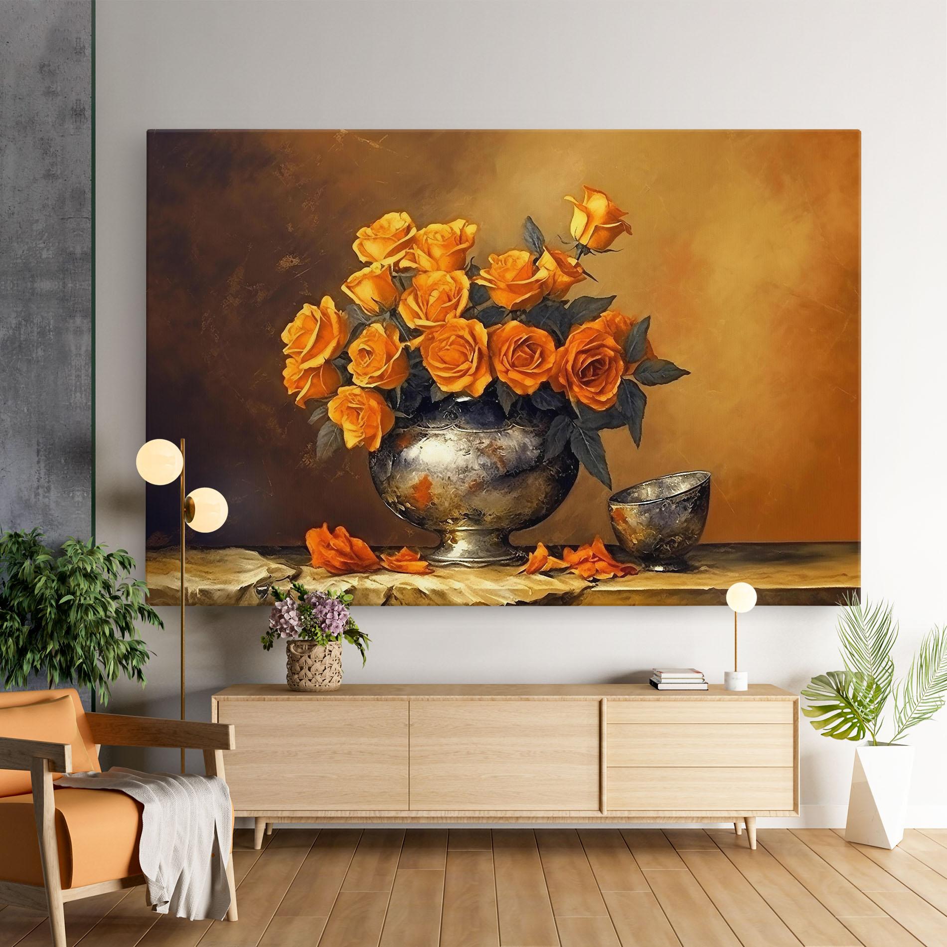Obraz na Płótnie Orange Rose Vase mockup 9