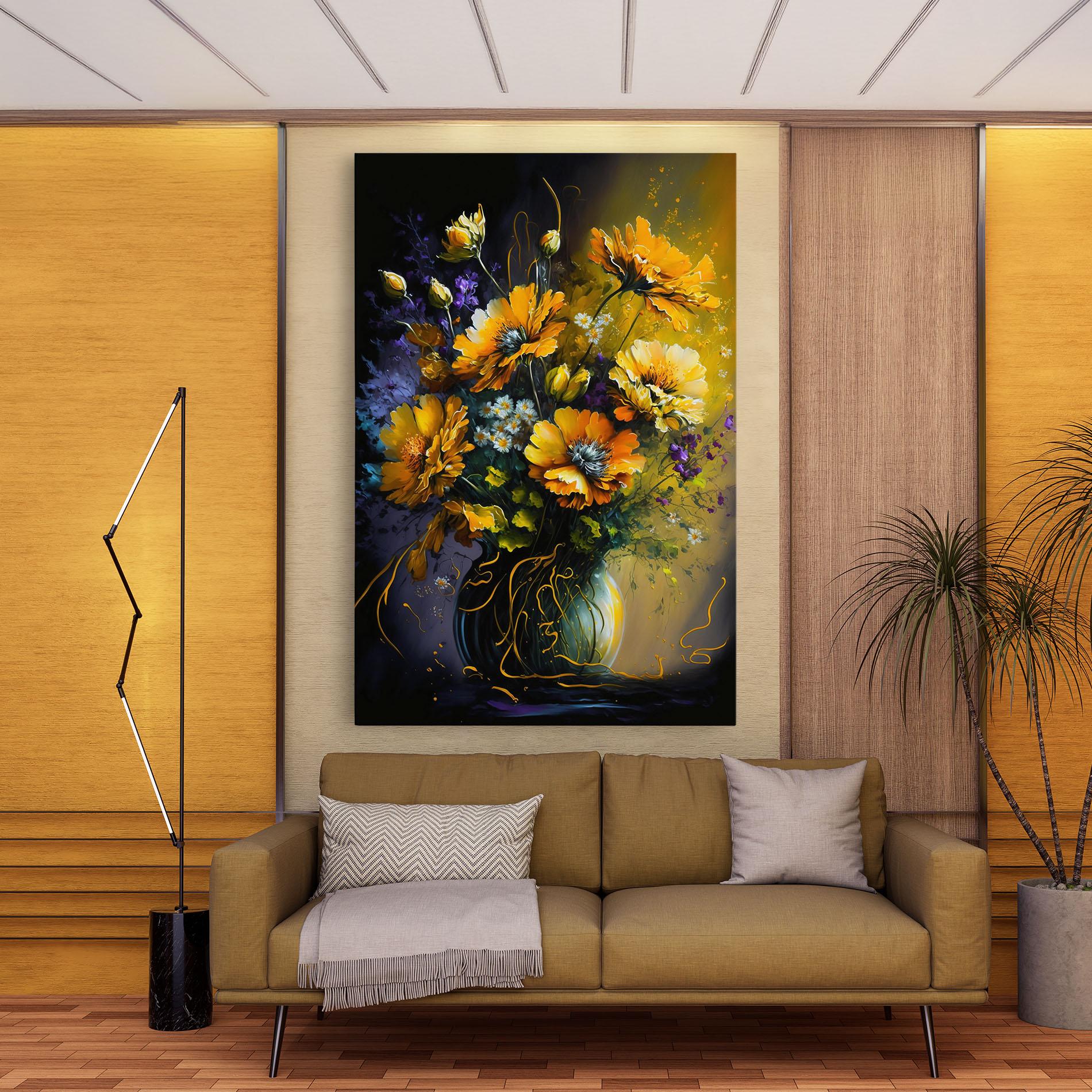 Obraz na Płótnie Yellow Flower Art Vase mockup 9