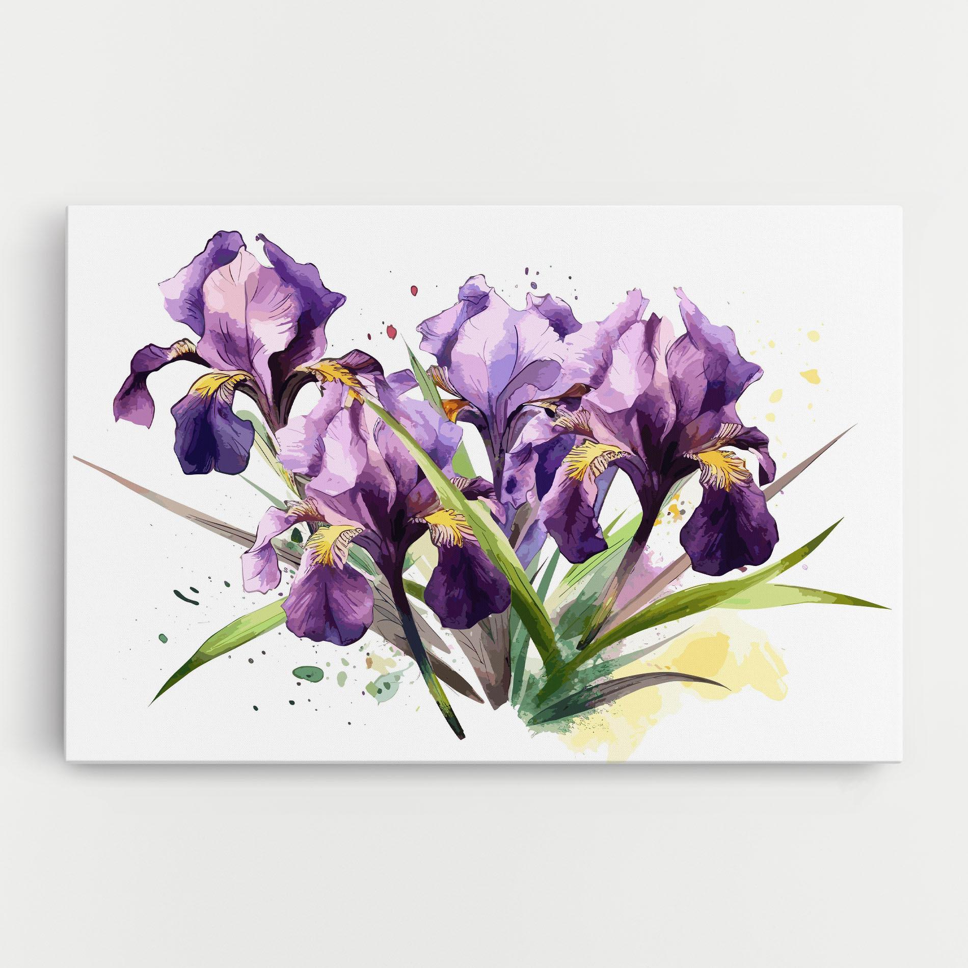 Obraz na Płótnie Watercolor Purple Iris mockup 0