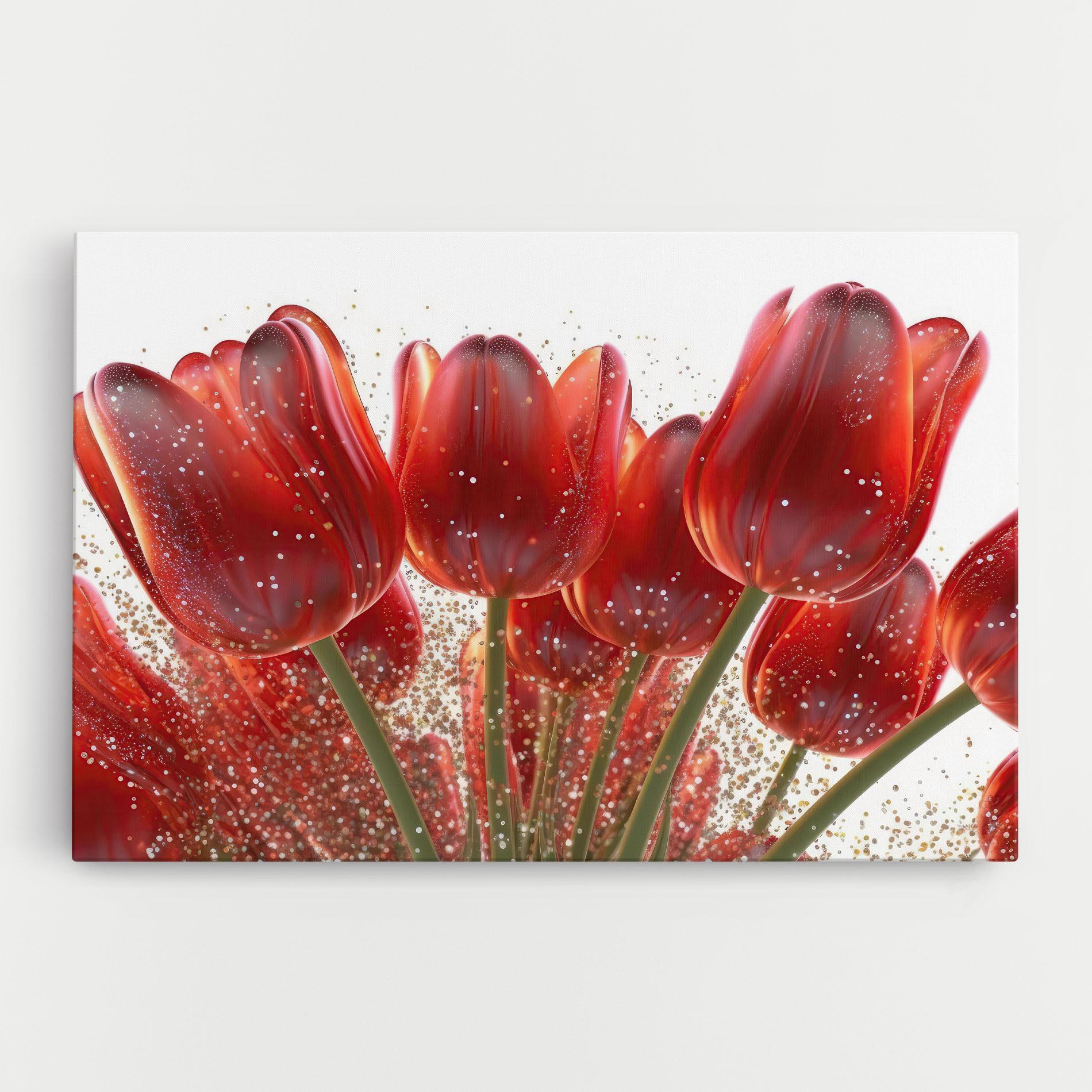 Obraz na Płótnie Glitter Red Tulips mockup 0