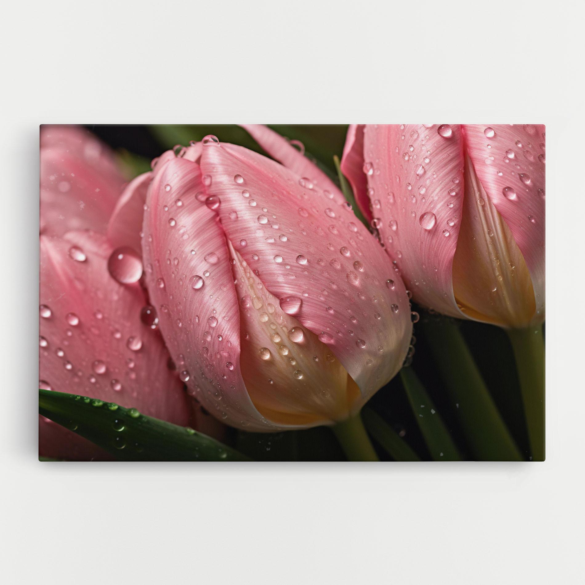 Obraz na Płótnie Pink Tulip With Drops mockup 0