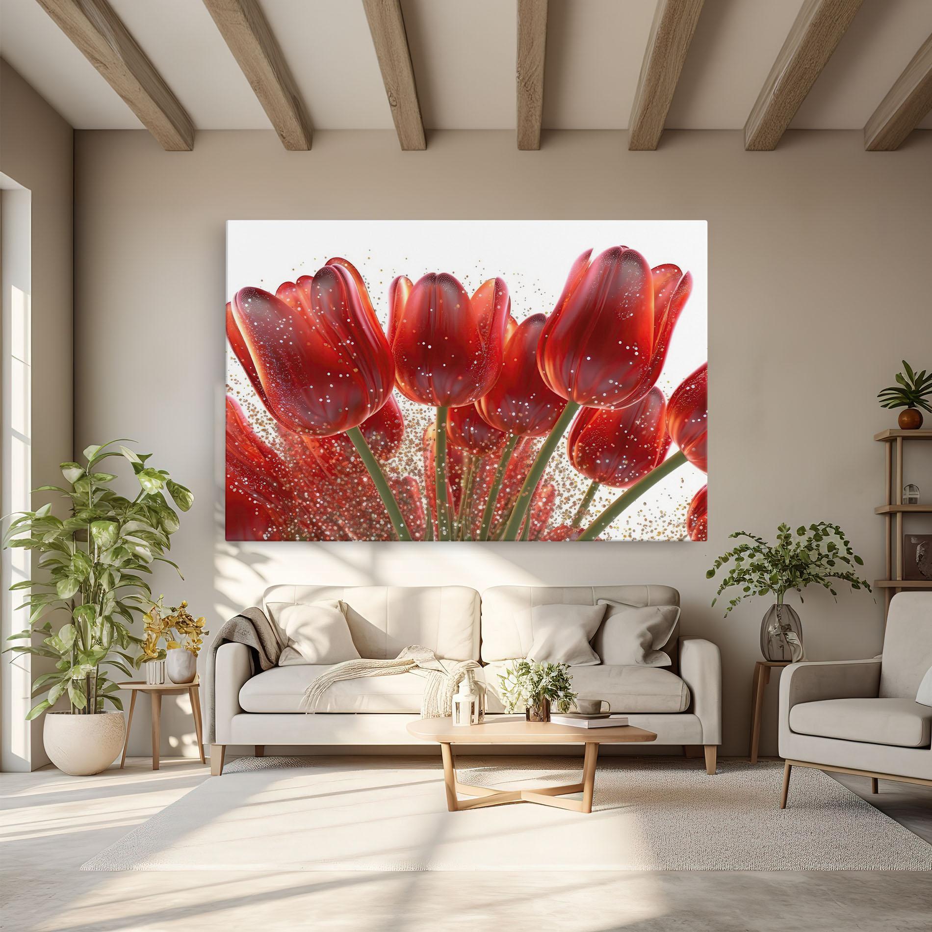 Obraz na Płótnie Glitter Red Tulips mockup 6