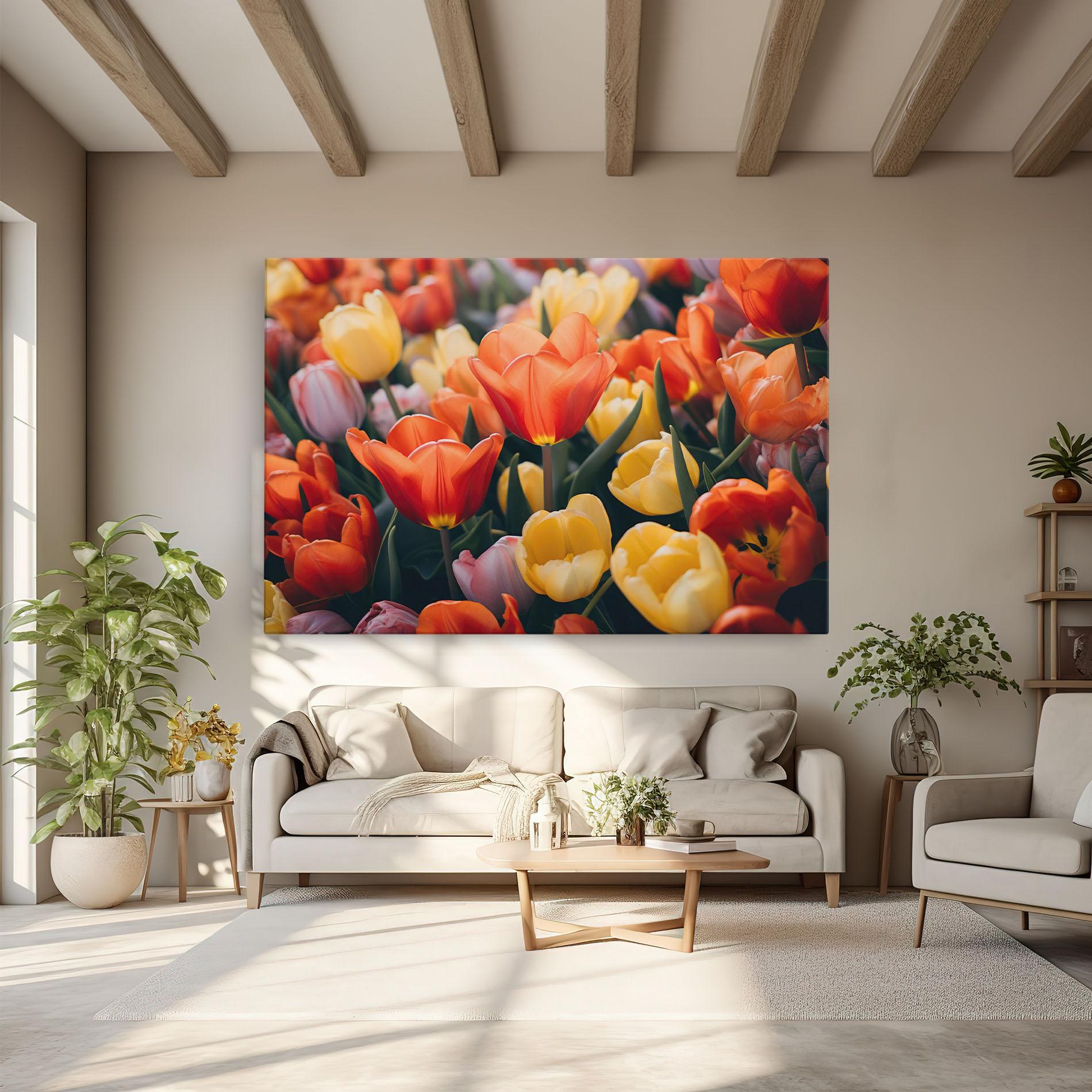 Obraz na Płótnie Orange Yellow Tulips mockup 6