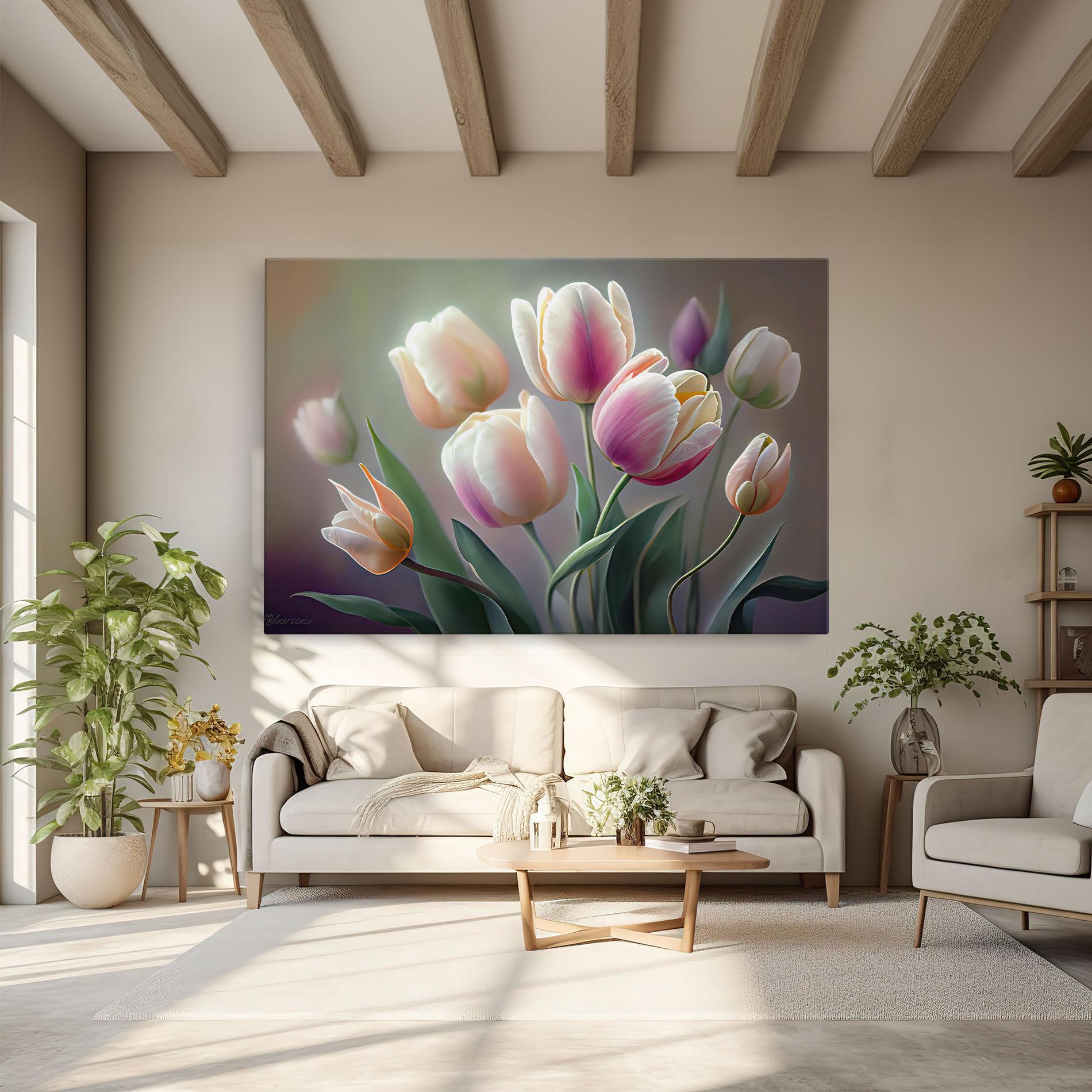 Obraz na Płótnie Pretty Tulips mockup 6