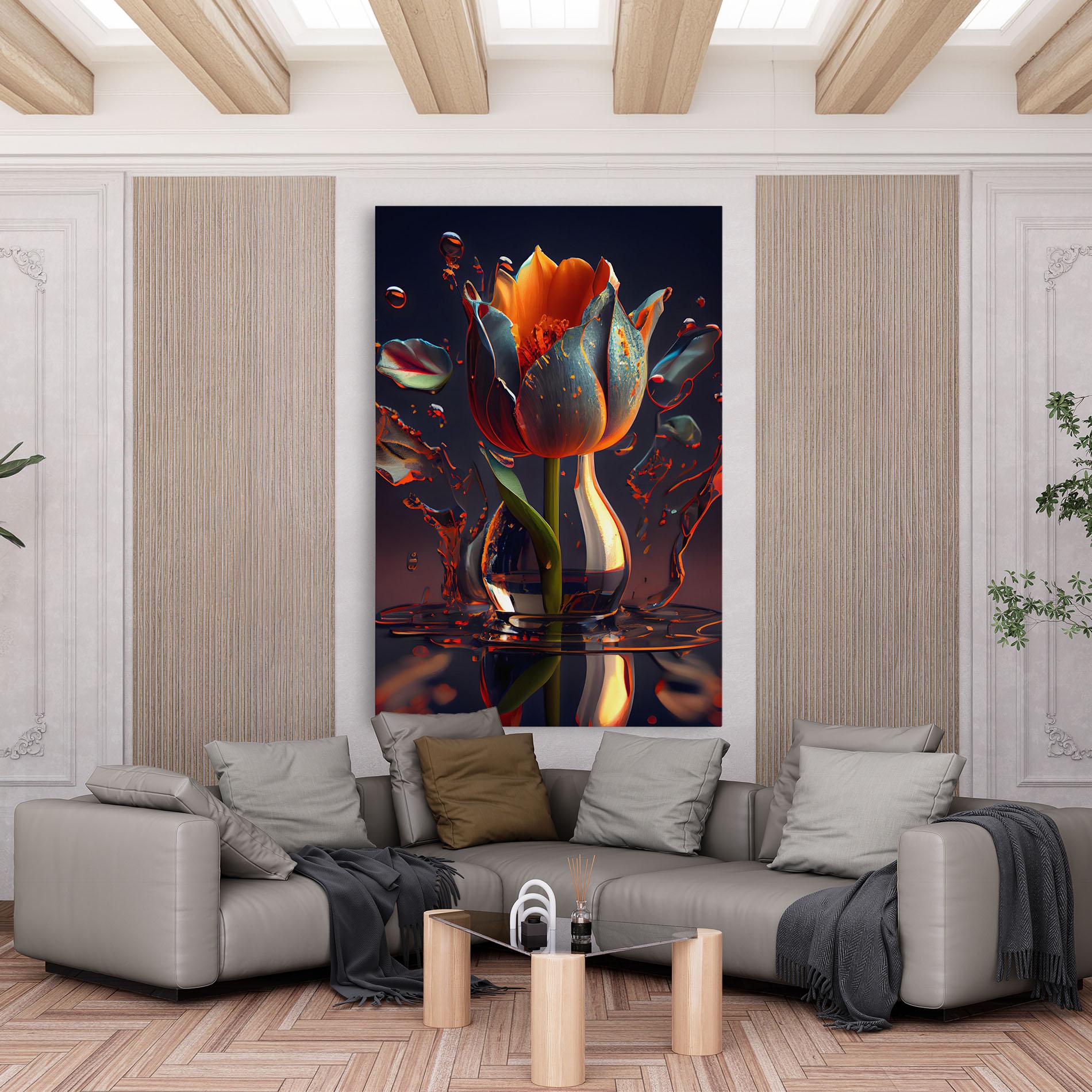 Obraz na Płótnie Black Tulip In Vase mockup 6