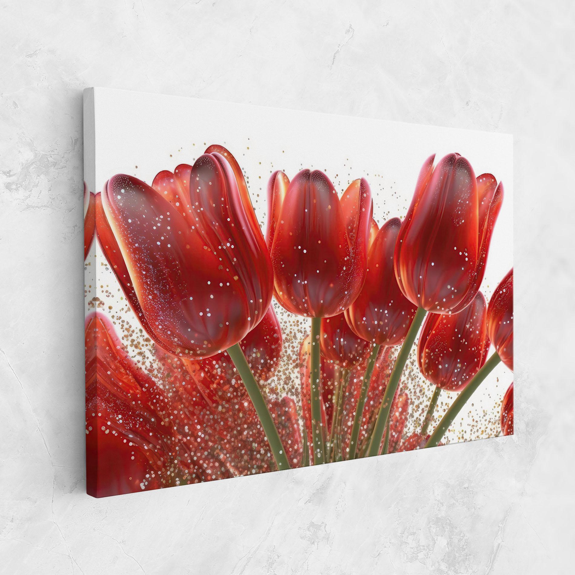 Obraz na Płótnie Glitter Red Tulips mockup 1