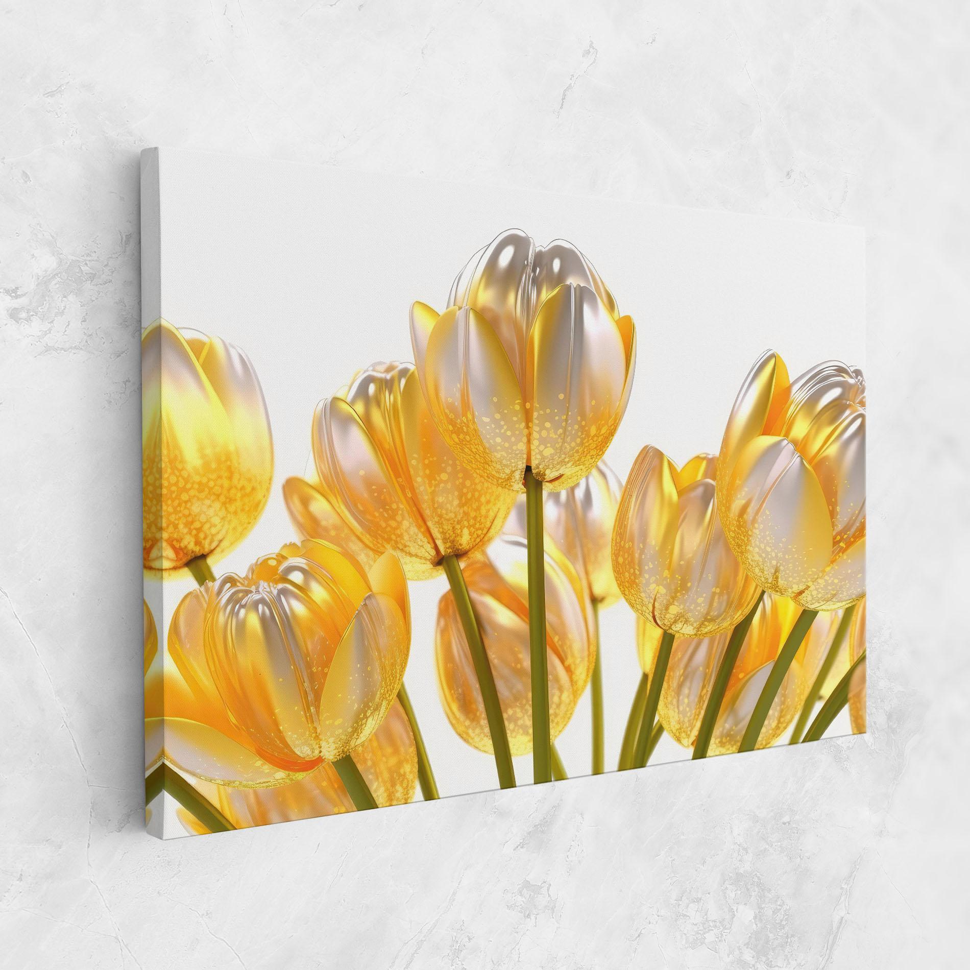 Obraz na Płótnie Gold White Tulips mockup 1
