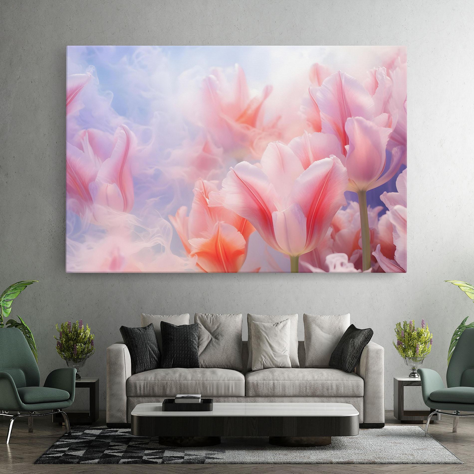 Obraz na Płótnie Dreamy Pink Tulips mockup 7