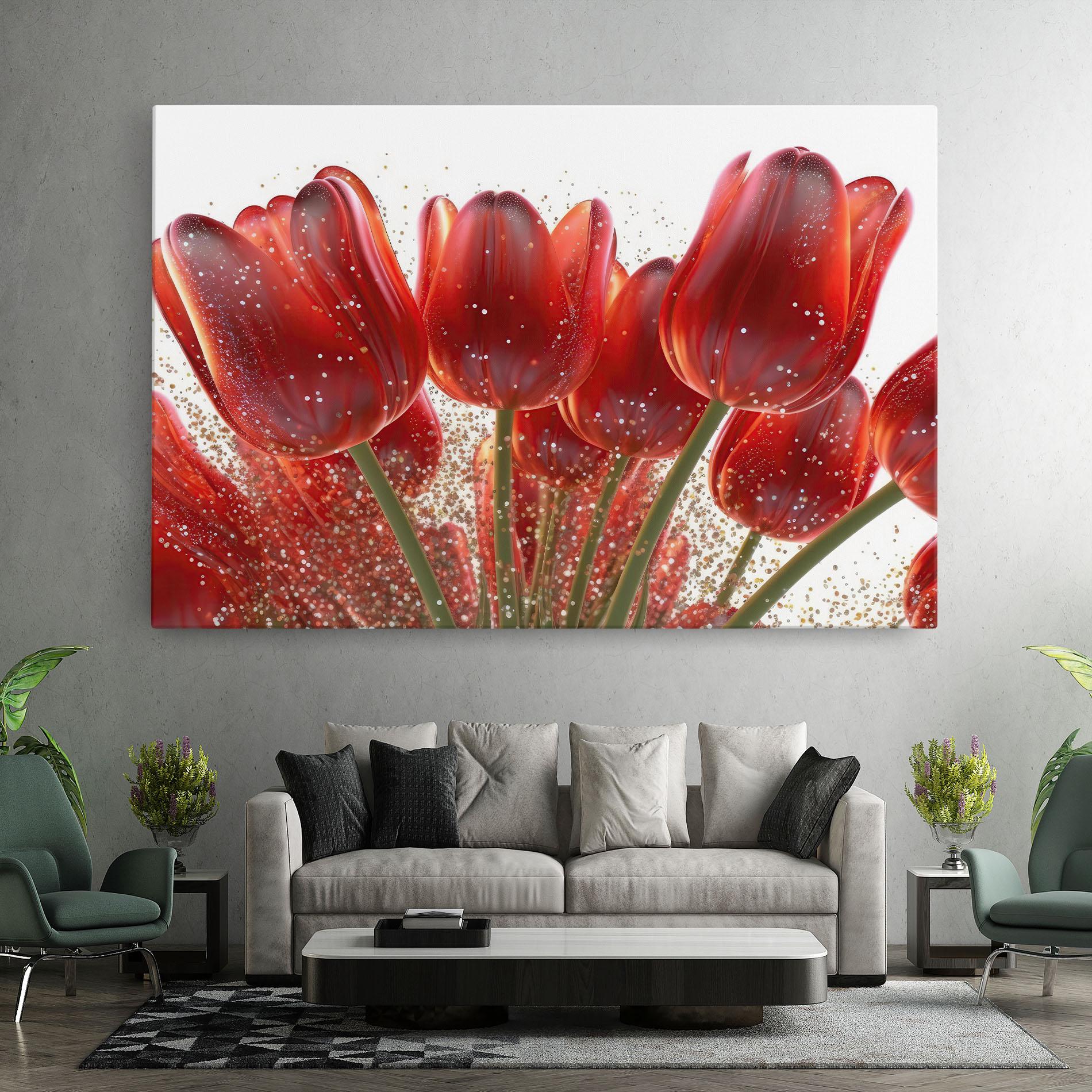 Obraz na Płótnie Glitter Red Tulips mockup 7