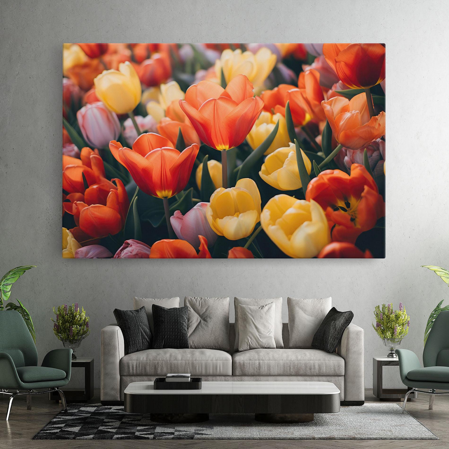 Obraz na Płótnie Orange Yellow Tulips mockup 7