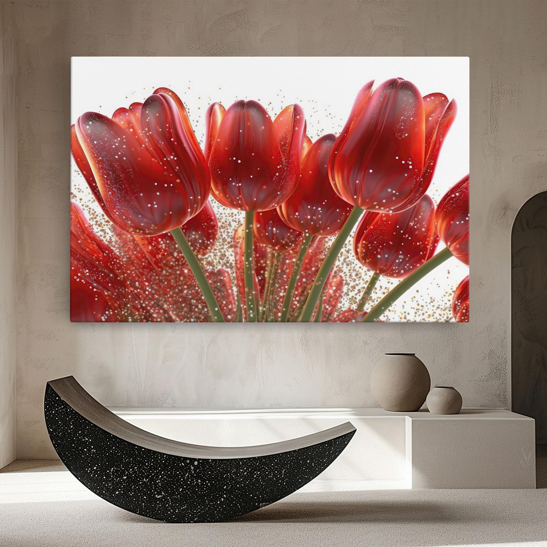 Obraz na Płótnie Glitter Red Tulips mockup 8