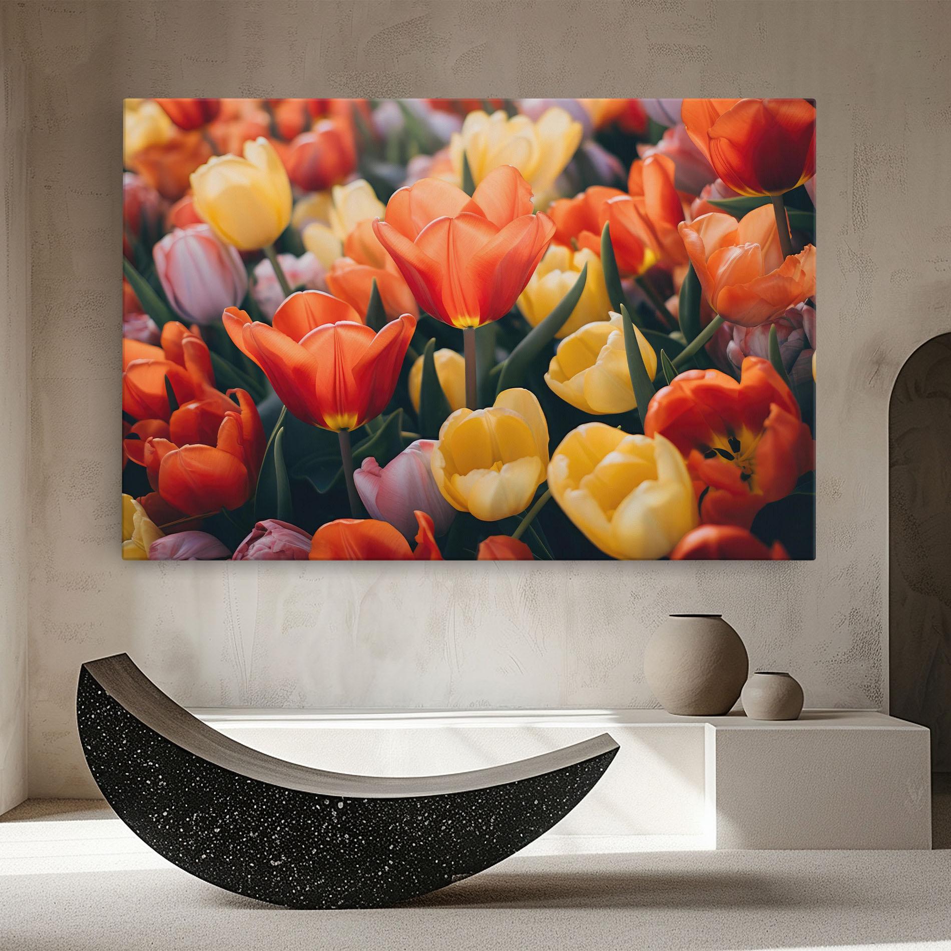 Obraz na Płótnie Orange Yellow Tulips mockup 8
