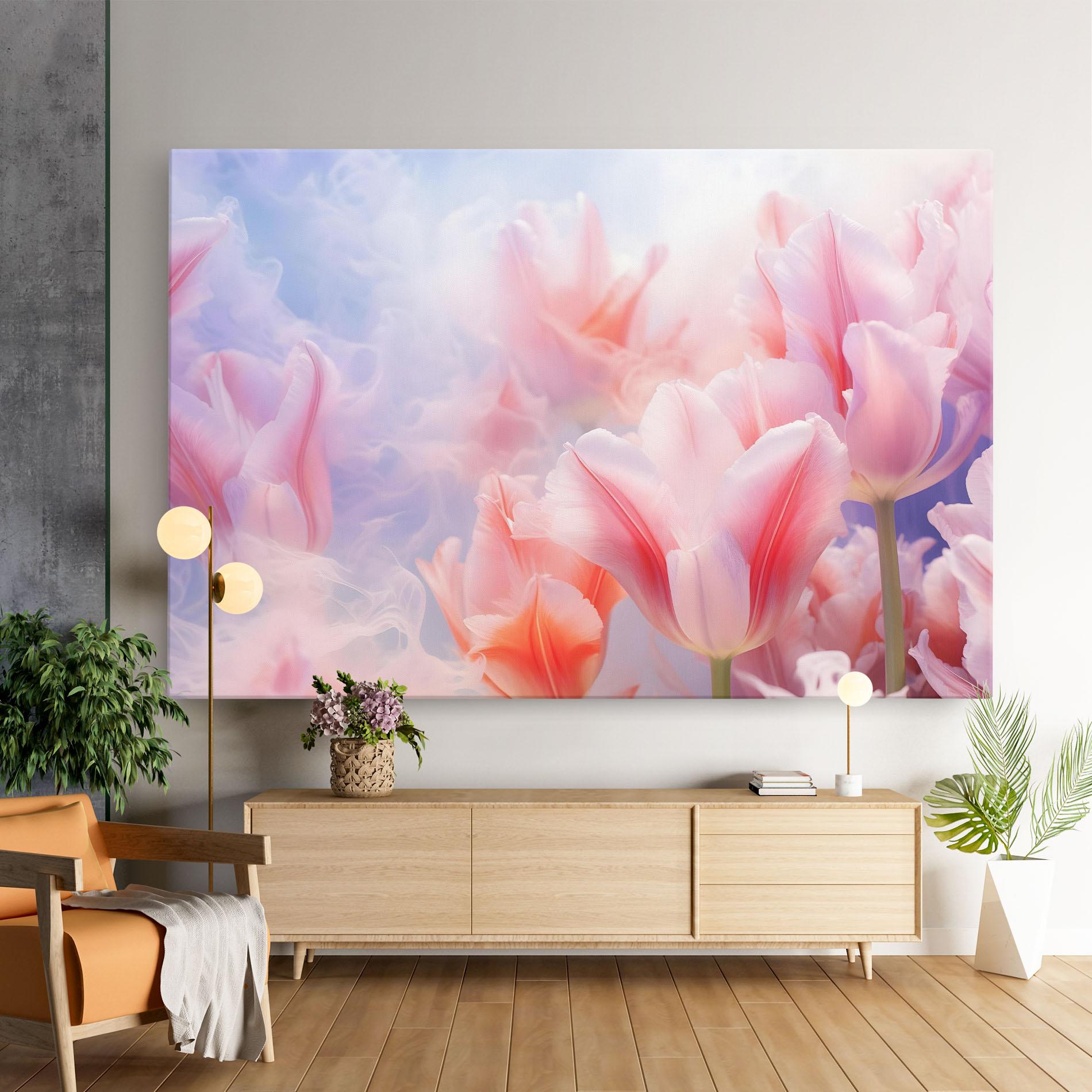 Obraz na Płótnie Dreamy Pink Tulips mockup 9
