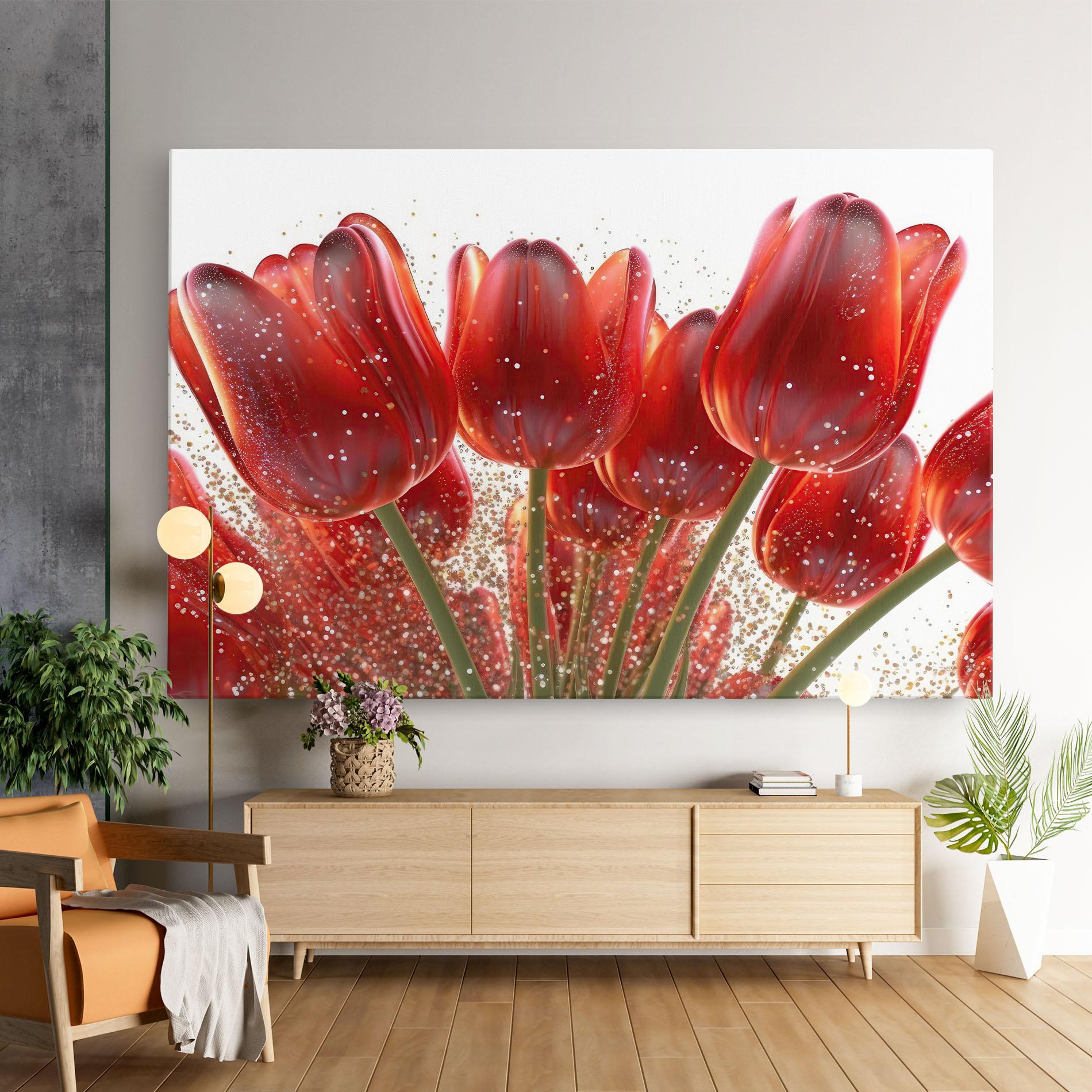 Obraz na Płótnie Glitter Red Tulips mockup 9