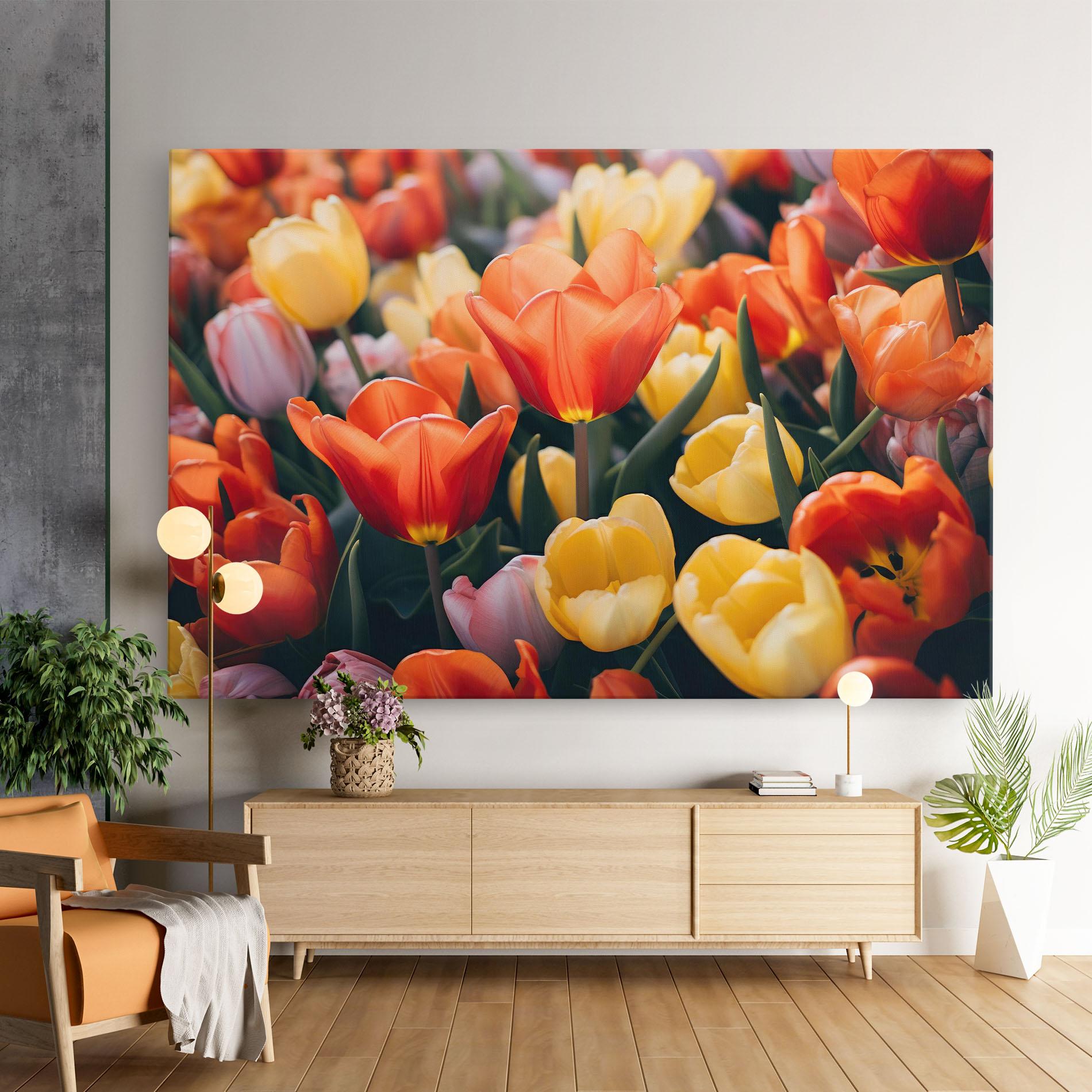 Obraz na Płótnie Orange Yellow Tulips mockup 9