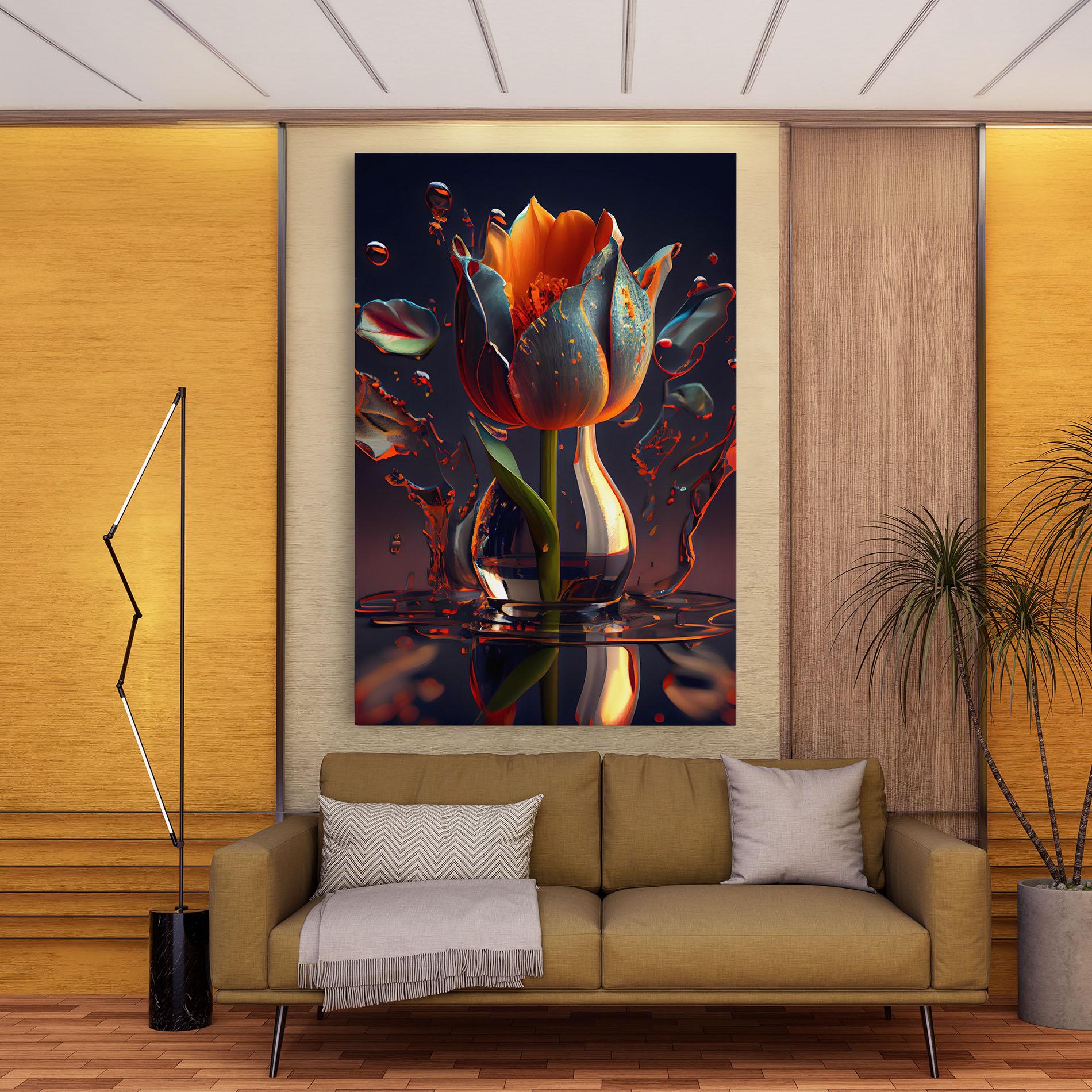 Obraz na Płótnie Black Tulip In Vase mockup 9