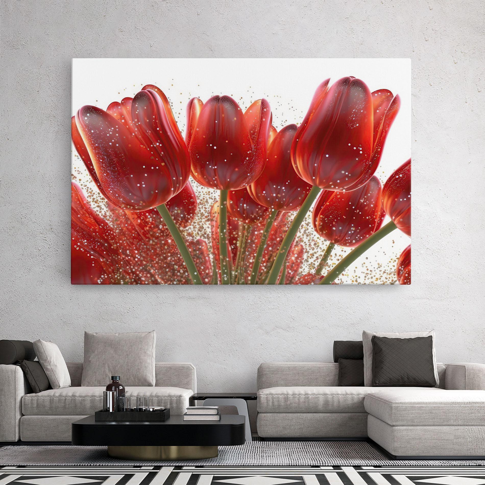 Obraz na Płótnie Glitter Red Tulips mockup 2
