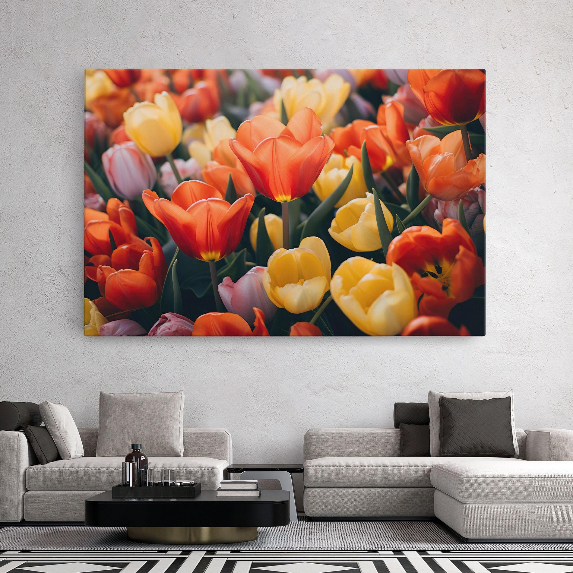 Obraz na Płótnie Orange Yellow Tulips mockup 2