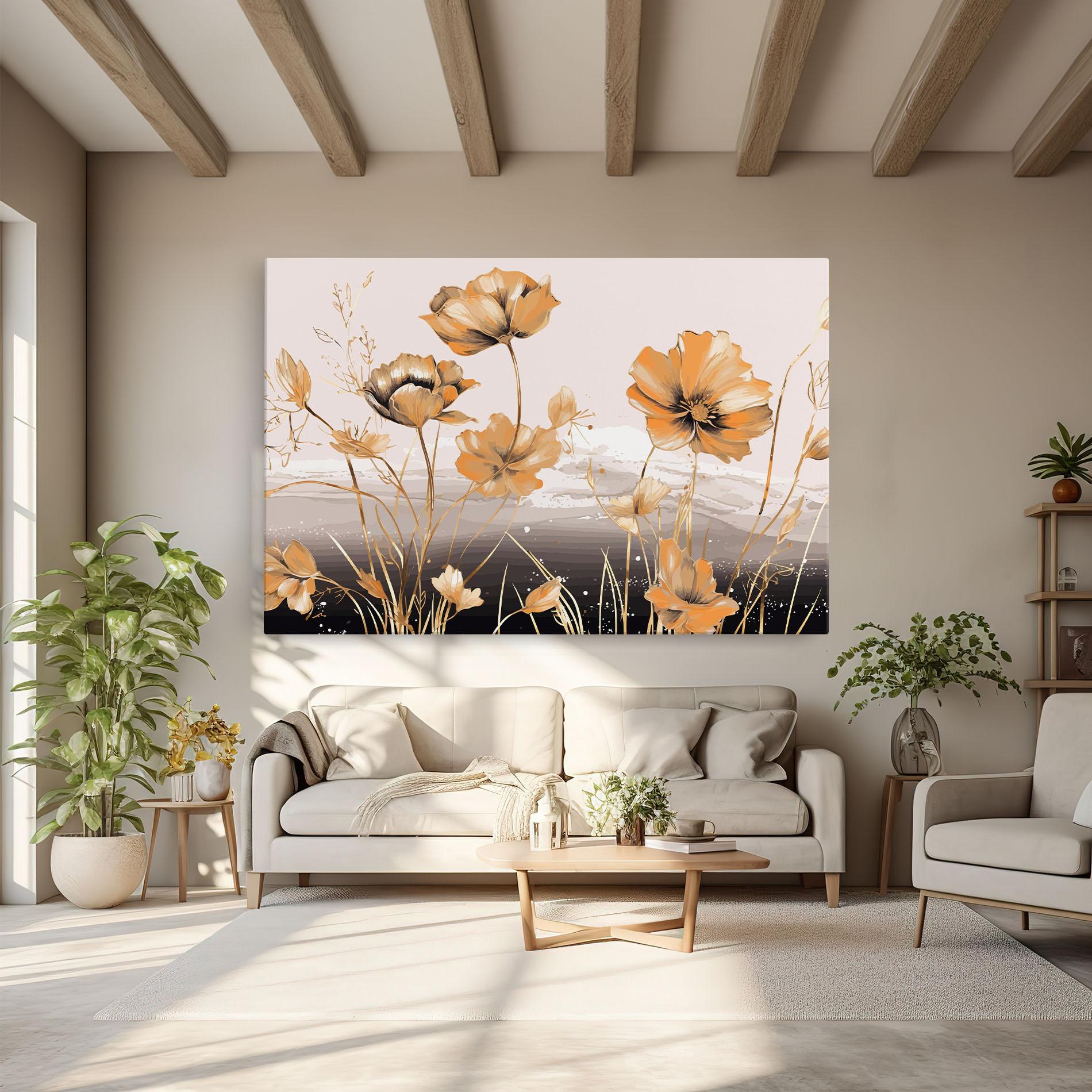 Obraz na Płótnie Gold Black Poppy mockup 6