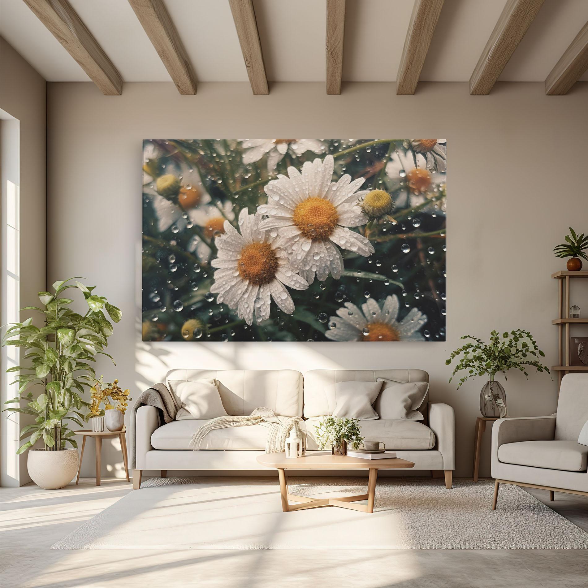 Obraz na Płótnie Daisy View After Rain mockup 6