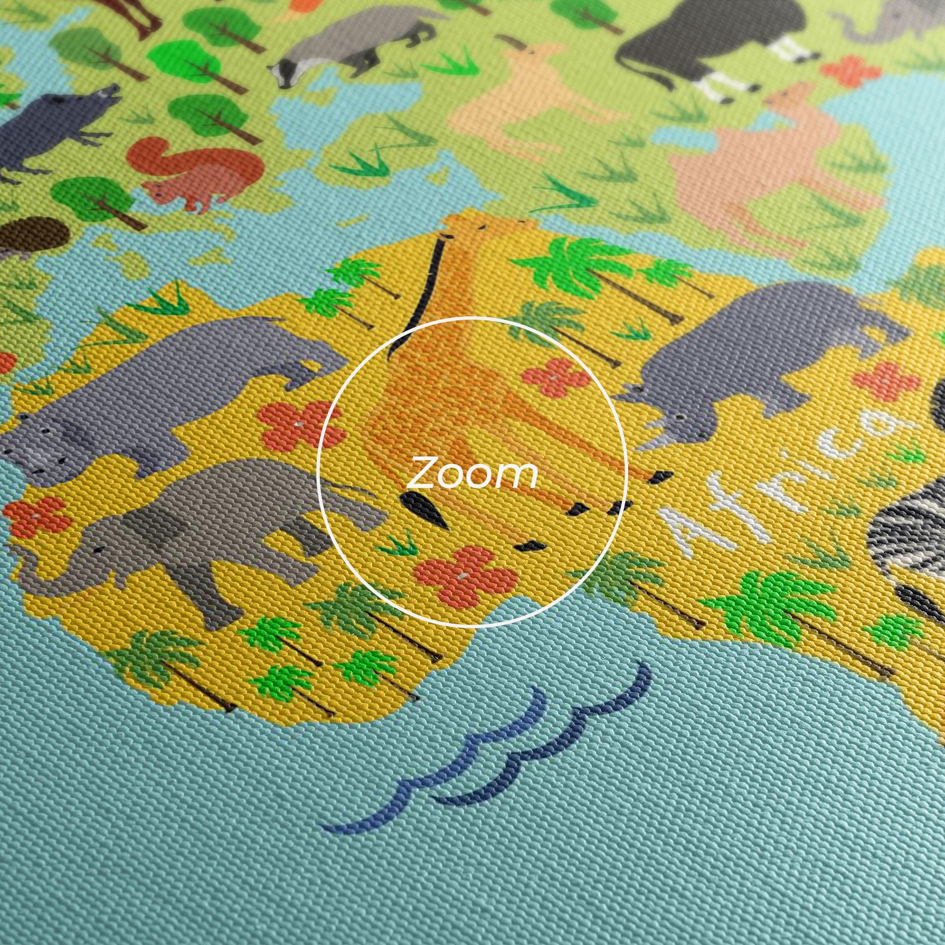 Obraz na Płótnie Animal World Map mockup 3