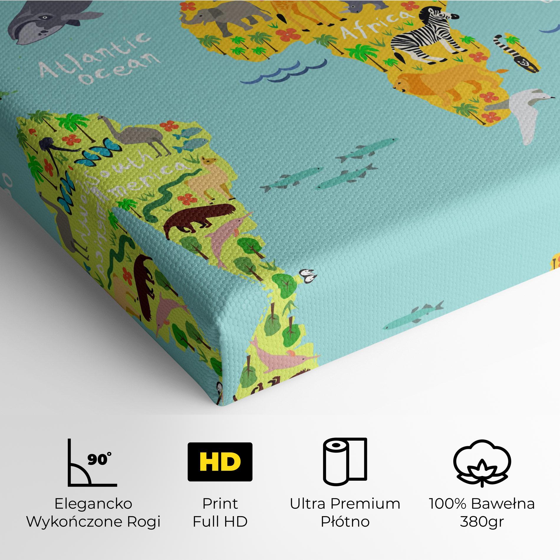 Obraz na Płótnie Animal World Map mockup 4